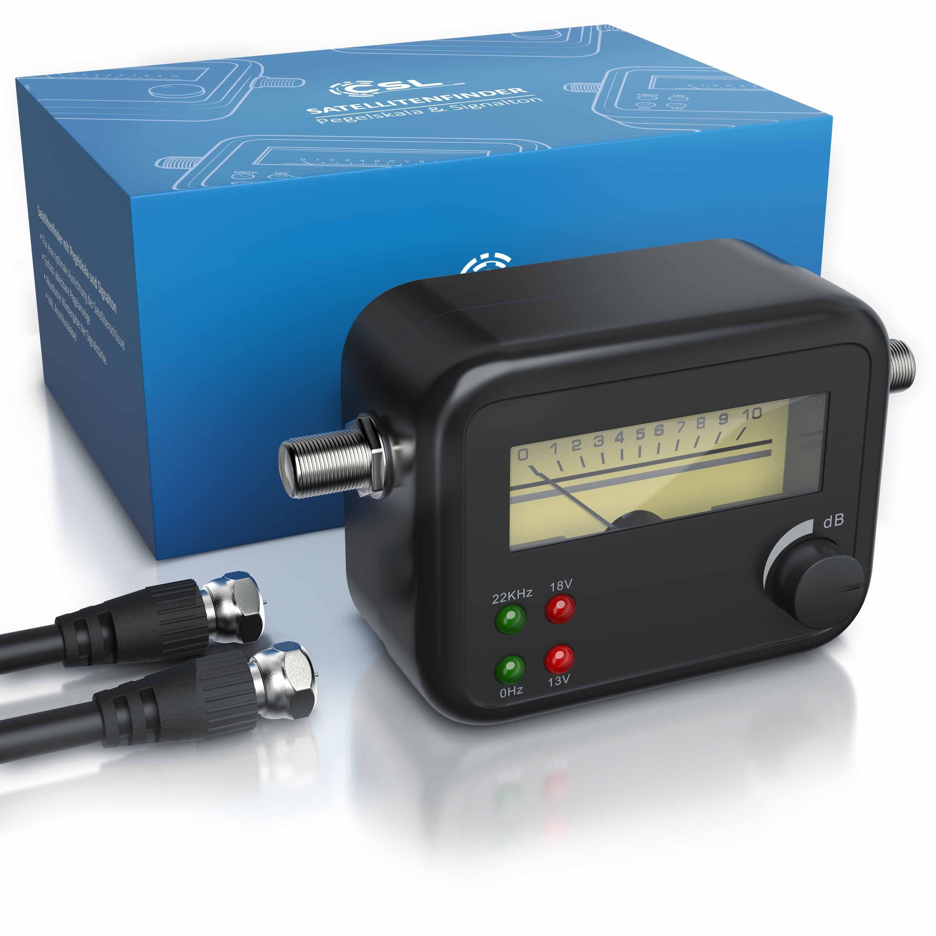 CSL Satfinder, Satellitenfinder mit Pegelskala, HD-fähig, Zeigeranzeige mit Signalton