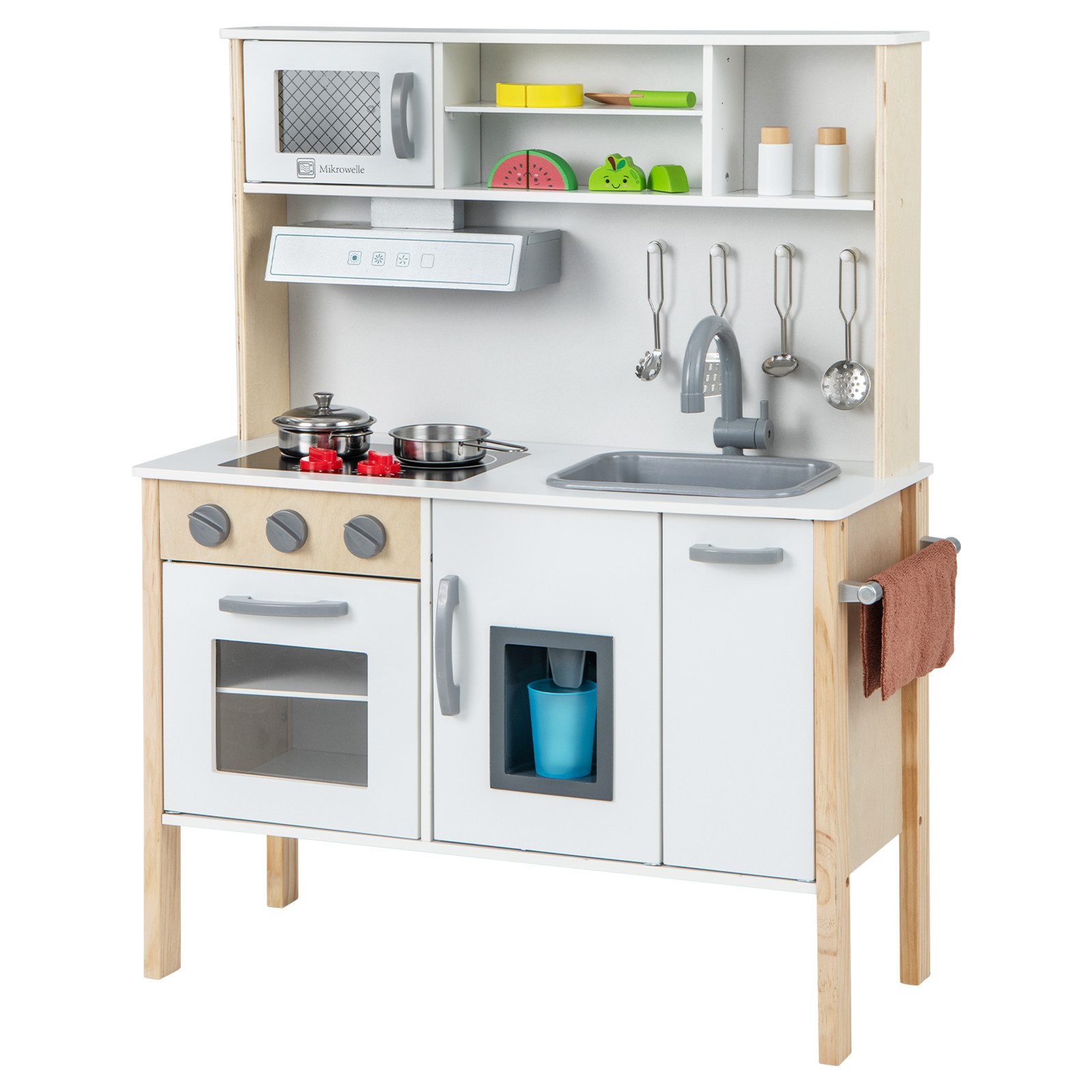 COSTWAY Spielküche Kinderküche, mit 18 TLG. Zubehör