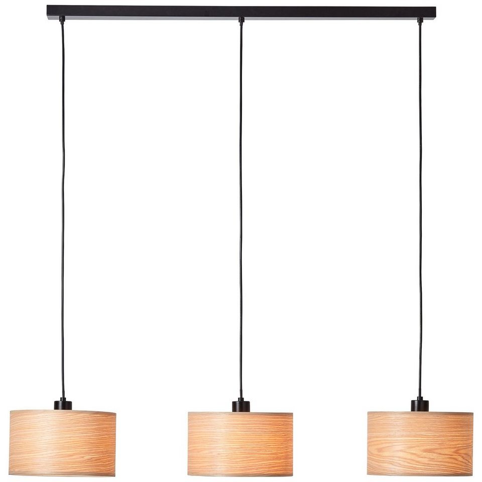 Brilliant Pendelleuchte Romm, Lampe, Romm Pendelleuchte 3flg holz hell/ schwarz, 3x A60, E27, 52W, Ka