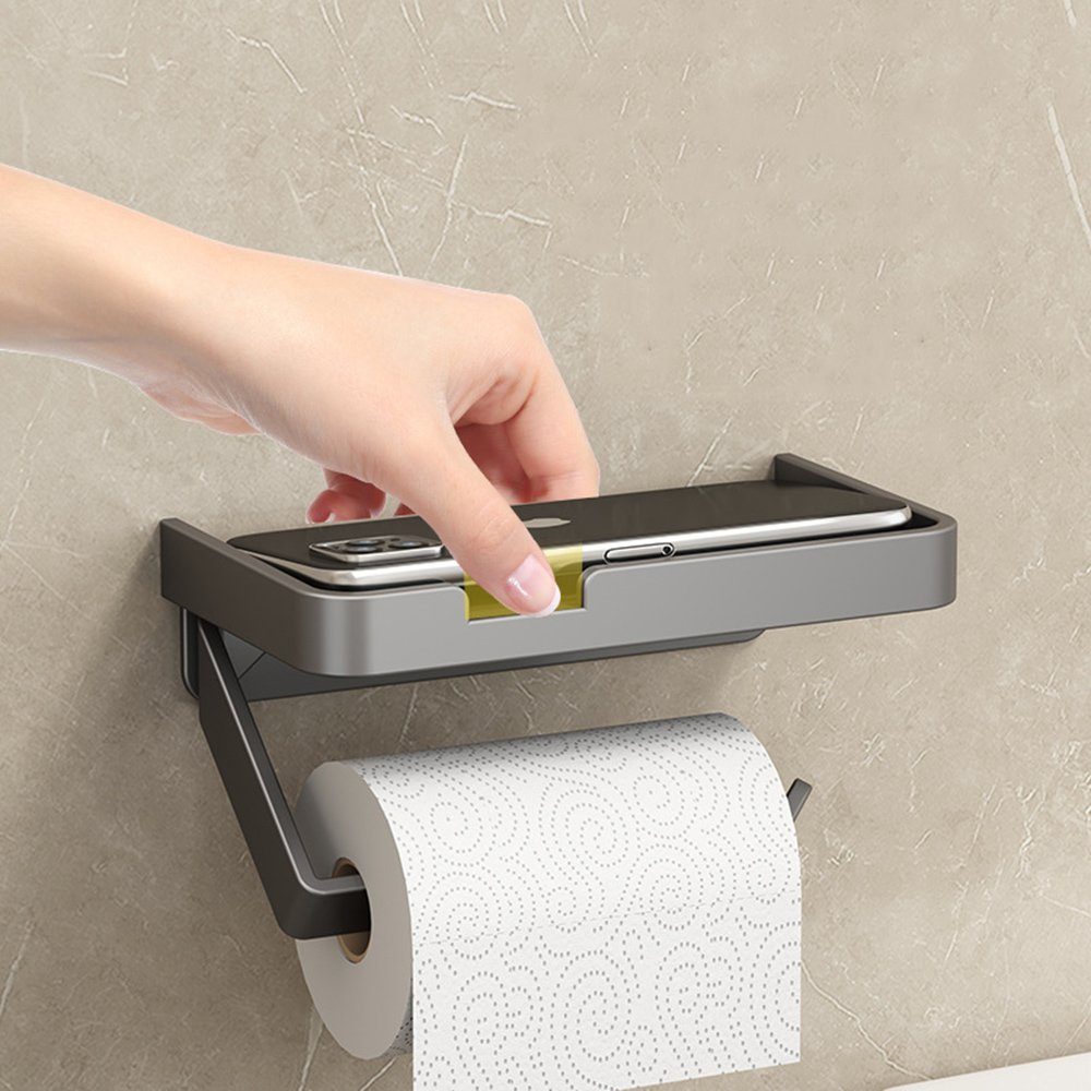 mit Bohren Toilettenpapierhalter Haiaveng erforderlich, Ablage, Regal grau Kein mit Toilettenpapierhalter