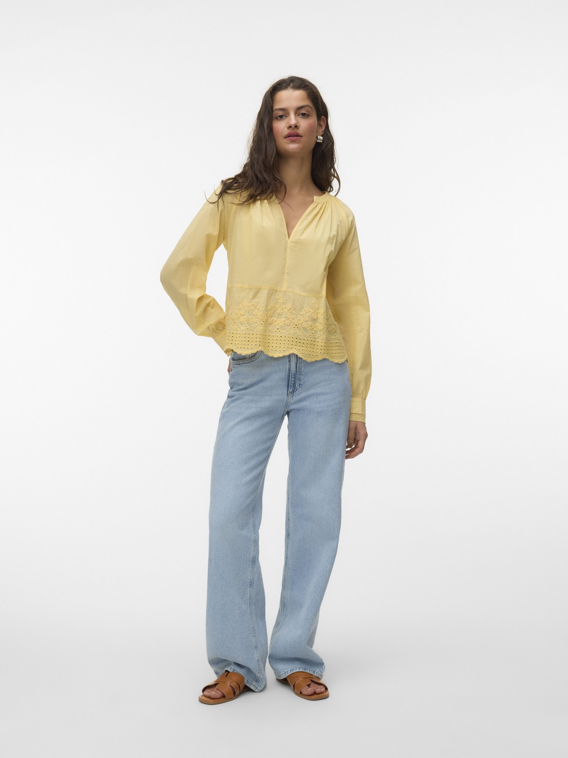 Schlupfbluse VMMILANA LS TOP WVN, Golden Haze