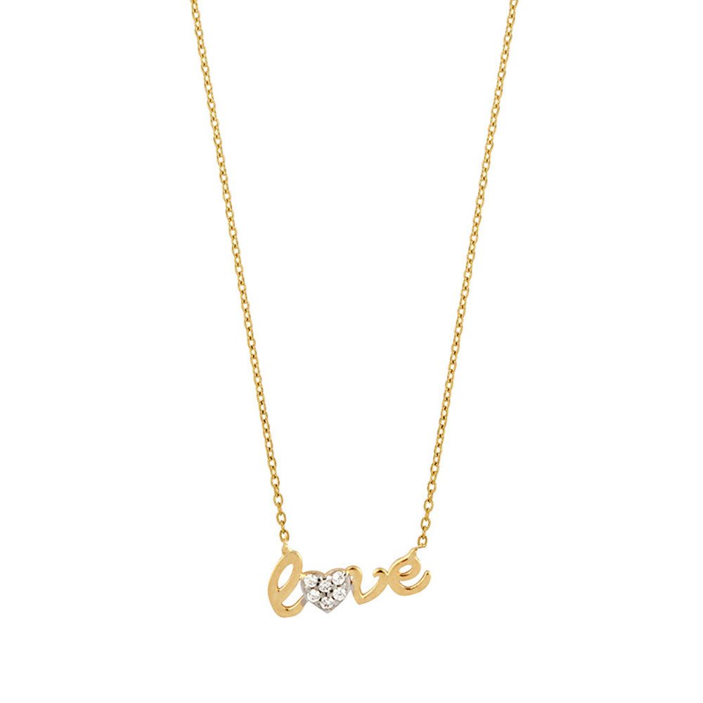 Goldkette Goldkette Collier Love Zirkonia massiv 375-9 Karat Gold 45cm