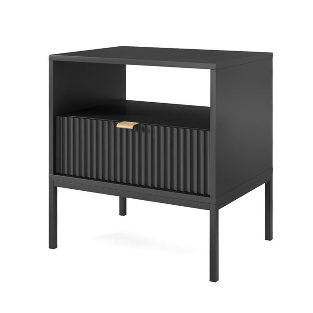 Feldmann-Wohnen Nachtkonsole Nova (Nova, 1 St., Nachtkonsole), 54cm schwarz MDF
