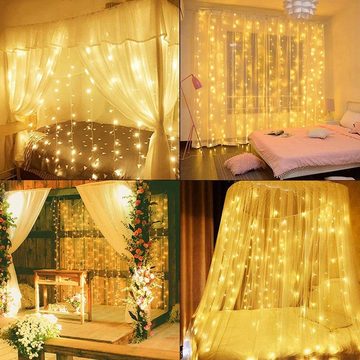 Gontence LED-Lichtervorhang LED-Lichtervorhang Feen-Vorhang-Lichterkette für Schlafzimmer, Weihnachts-Lichterkette