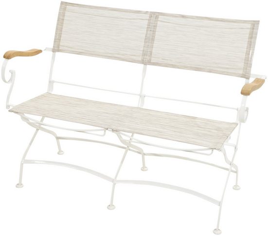 Ploß PLOSS Gartenbank »Rom«, Teak/Eisen, weiß, Gestell aus hochwertigem