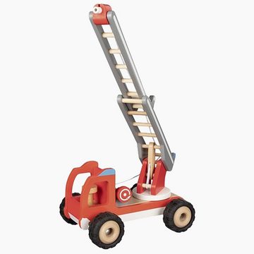 goki Spielzeug-Feuerwehr Feuerwehr Leiterwagen, Drehleiter ist 2-fach höhenverstellbar