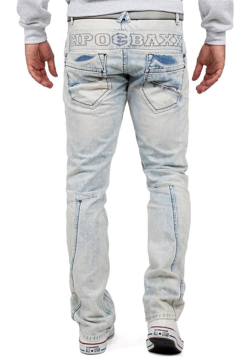 Cipo und Herren Verzierungen Hose BA-CD272 Baxx & Bikerjeans mit Reißverschlüssen