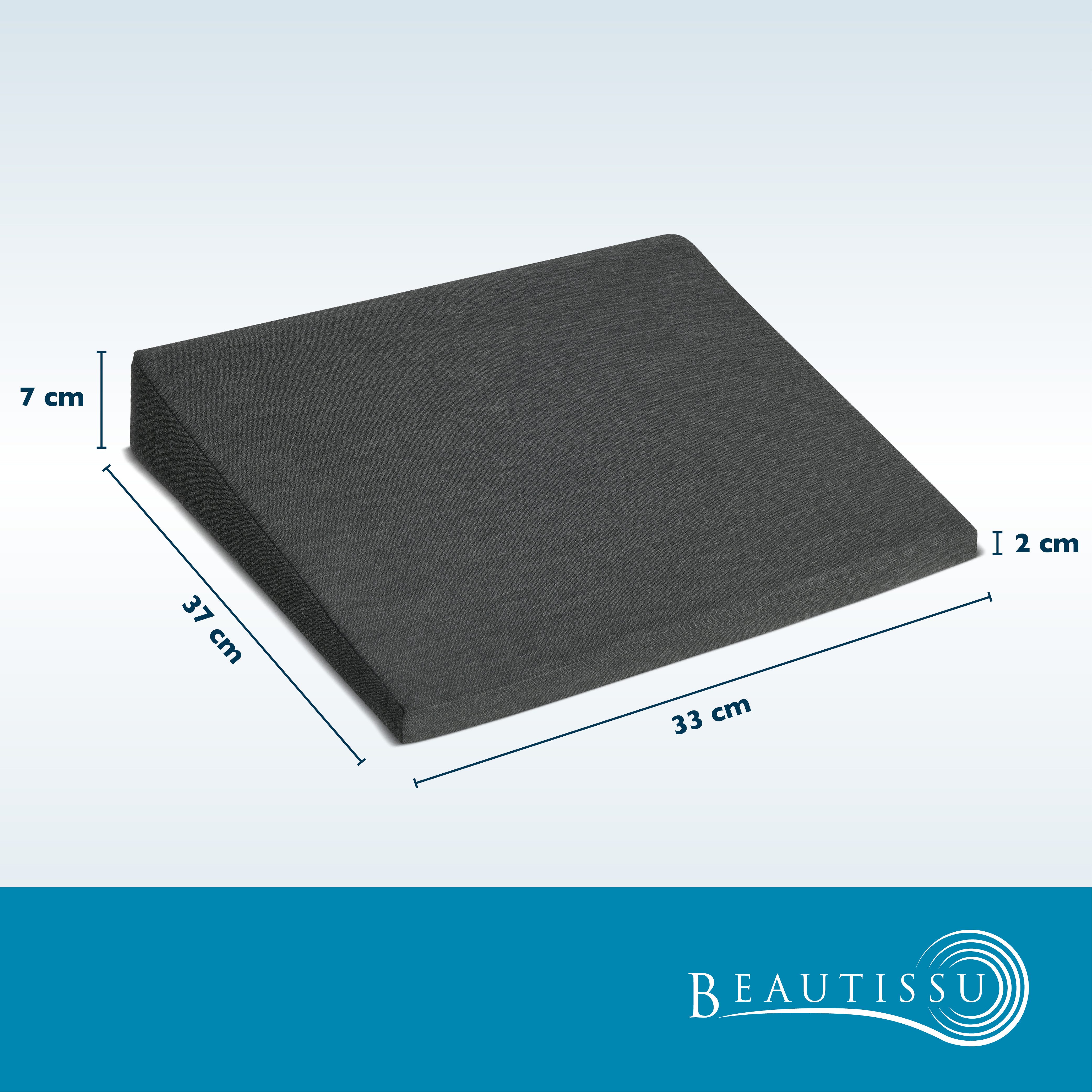Beautissu Stuhlkissen Sitz Keilkissen formstabil Anti-Rutsch BeauErgo, Anthrazit, Rutsch Bezug Waschbar & Reißverschluss – Ergonomisches Sitzkissen