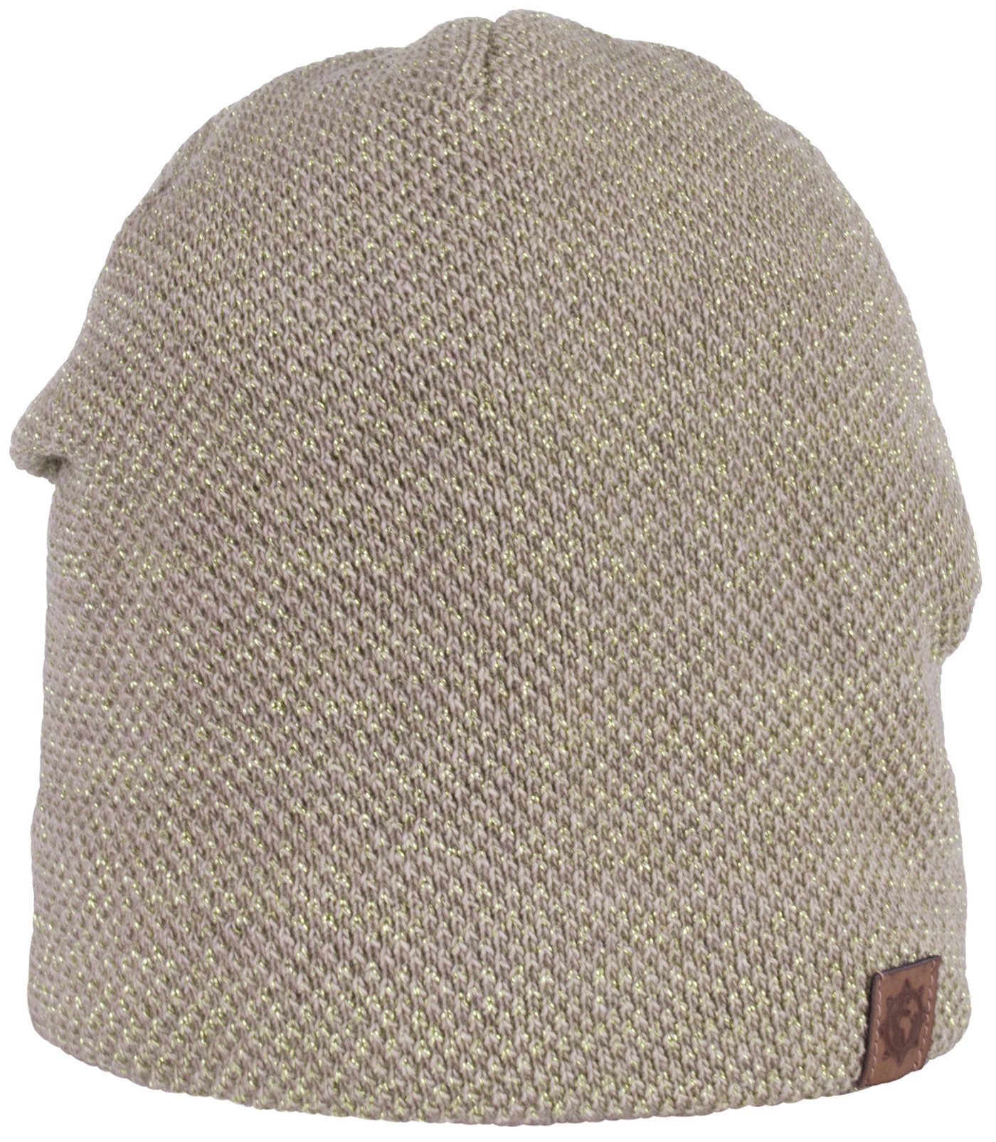 compagno Strickmütze (1-St) Damen Beanie Wintermütze Metallic-Garn gefüttert Fleecefutter