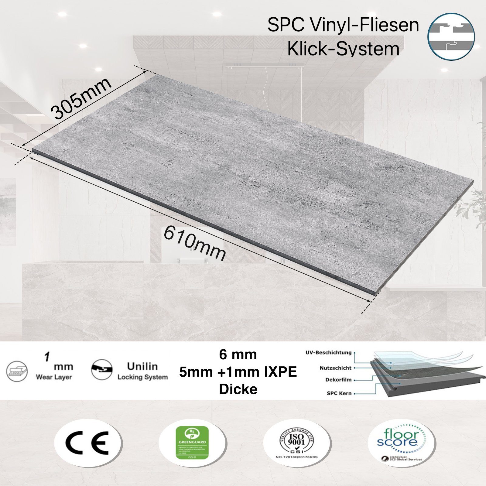 Super Solu Vinyllaminat Klick Vinylboden, Vinylfliesen, Steinoptik Bodenbel günstig online kaufen