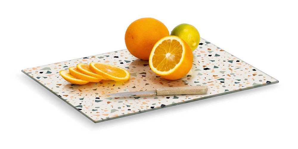 Zeller Present Schneidebrett Terrazzo', Sicherheitsglas, (Set, 2-St), extra Halt dank Silikon Füße, 2-teilig, 30x20 cm