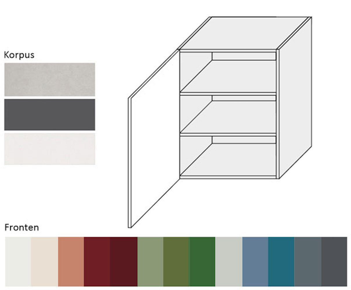 Feldmann-Wohnen Klapphängeschrank Florence grifflos (Florence) 60cm RAL Front-, Ausführung 1-türig wählbar schiefergrau Korpusfarbe 7015 und Hochglanz