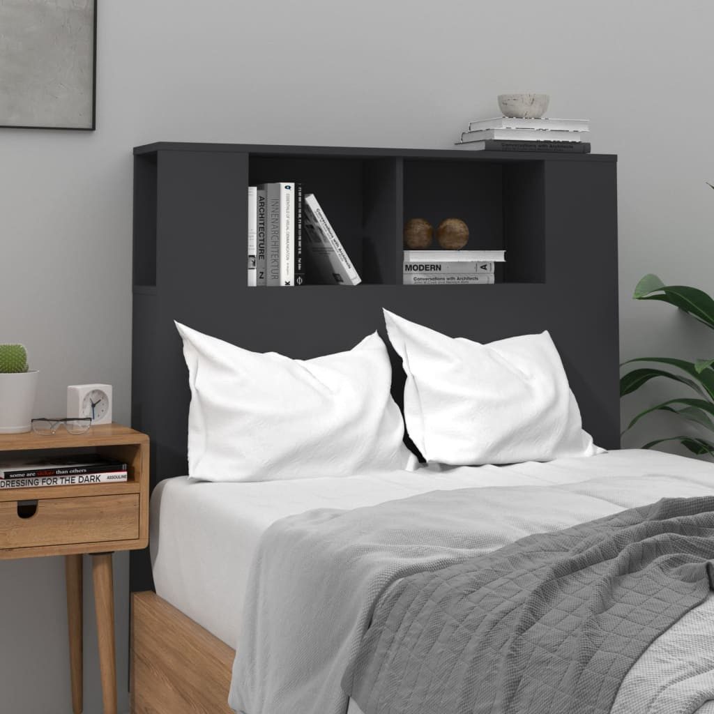 vidaXL Kopfteil, Bett Kopfteil mit Ablagen Schwarz 100x18,5x104,5 cm