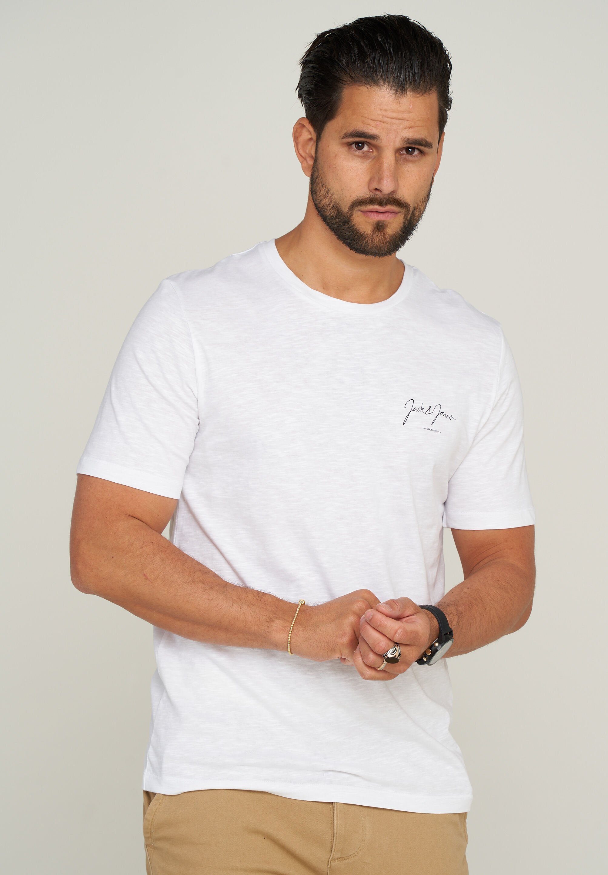 Jack & Jones T-Shirt JJSANCHEZ TEE SS CREW NECK White