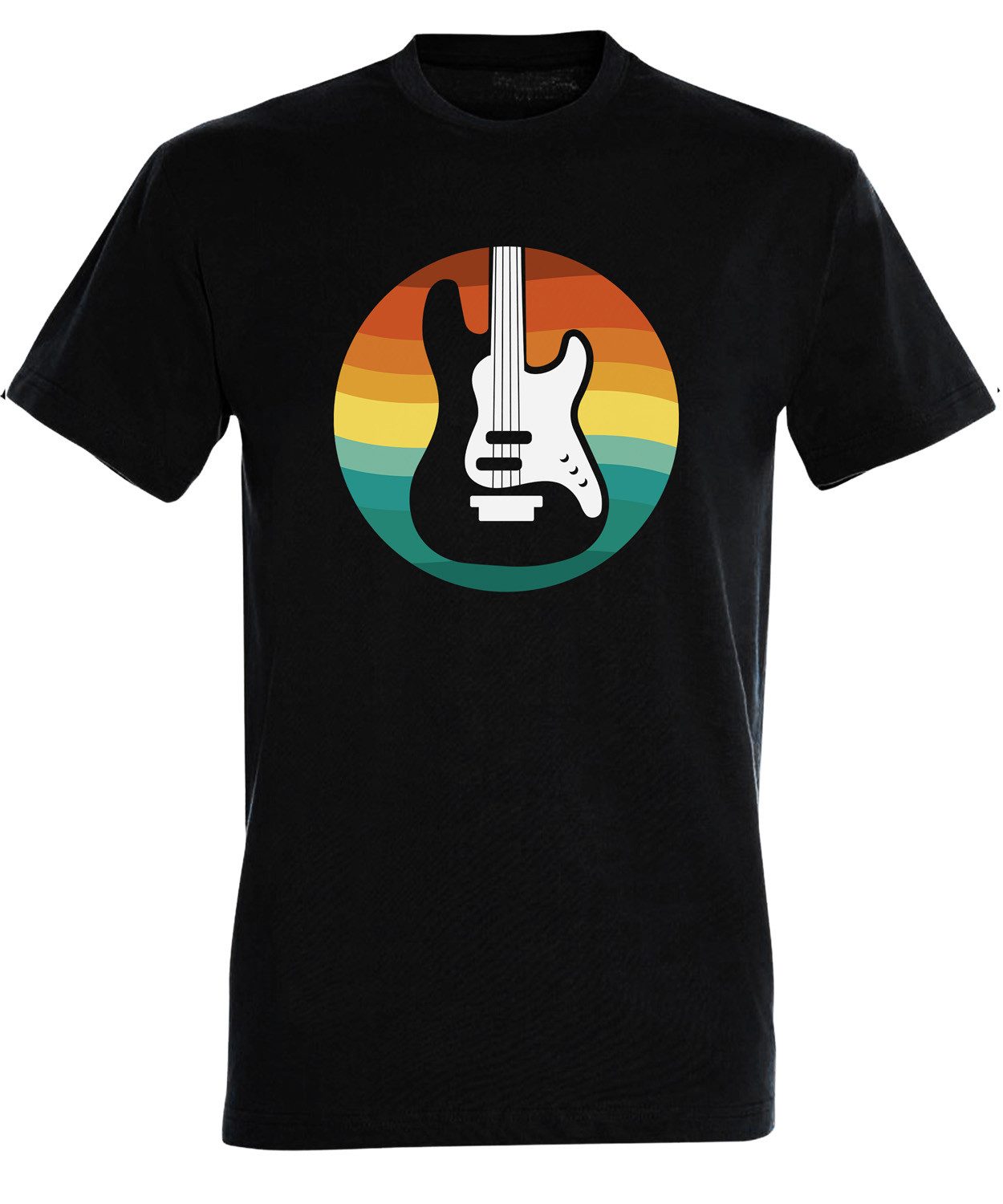 T-Shirt Herren Print Shirt - Retro Gitarren Brustprint
