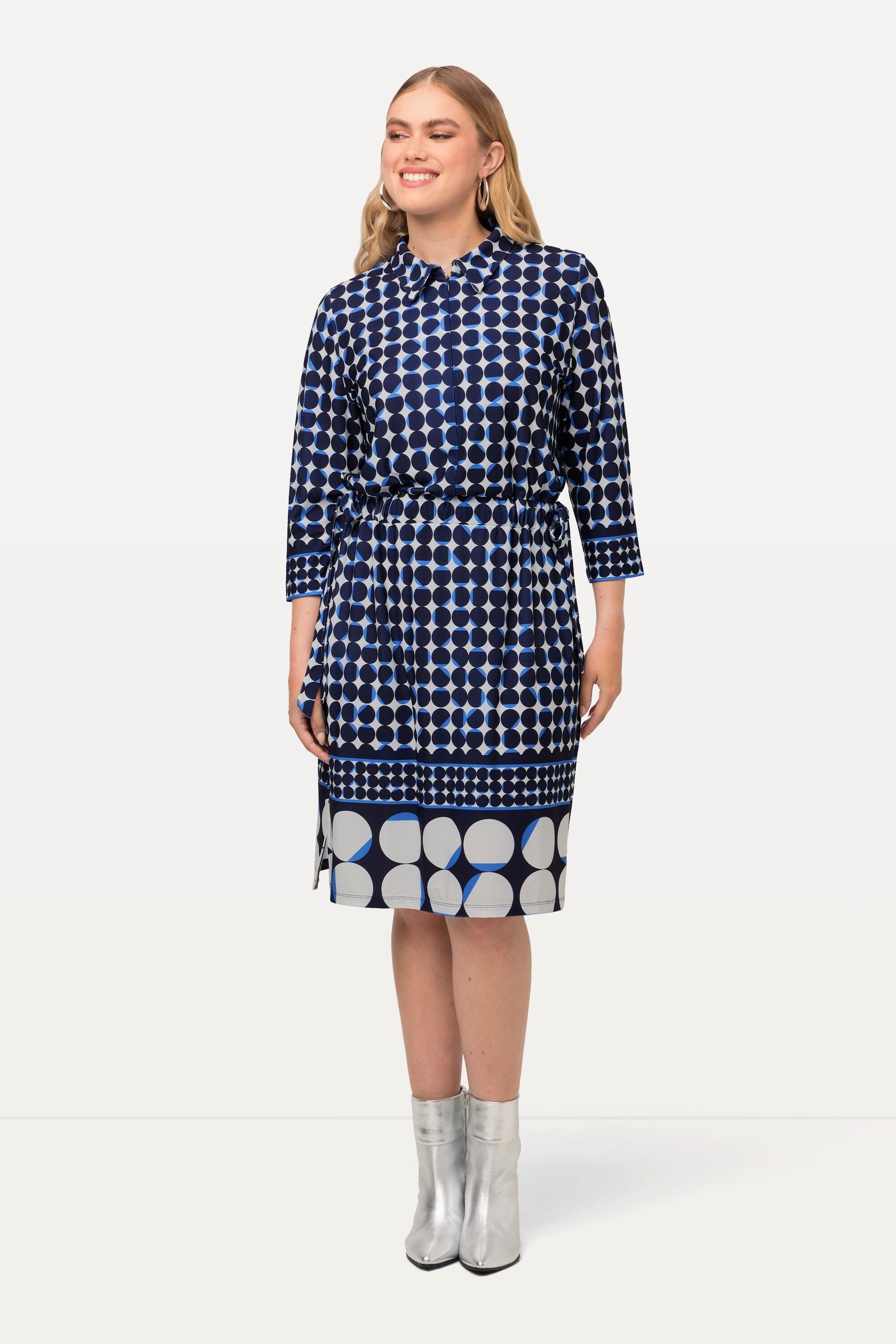 Ulla Popken Midikleid Midikleid Punkte-Mix Hemdkragen günstig online kaufen
