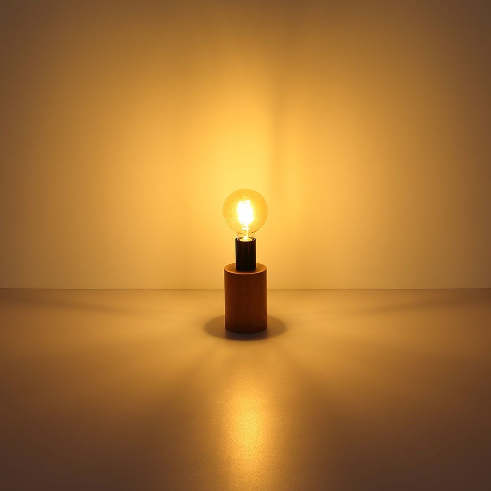Tischleuchte, Tischlampe nicht Industrial etc-shop LED Leuchtmittel Vintage Schreibtischlampe Holz inklusive,
