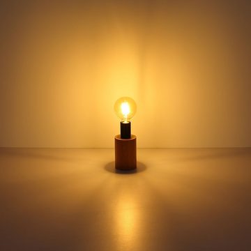 etc-shop LED Tischleuchte, Leuchtmittel nicht inklusive, Vintage Tischlampe Holz Schreibtischlampe Industrial