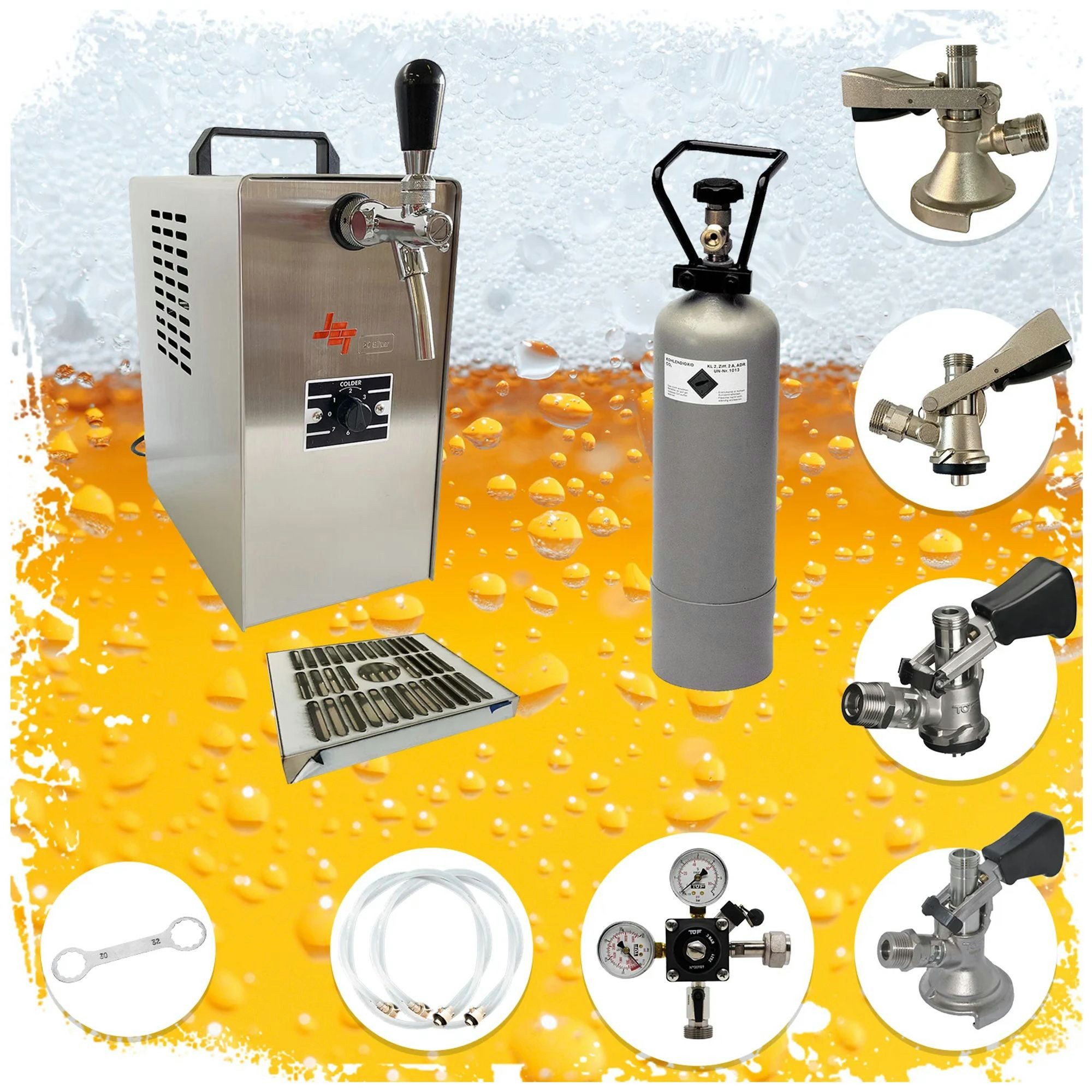 ich-zapfe Bierzapfanlage Komplett Set - Zapfanlage, Bierzapfanlage JET 30, Zapfkopf: ohne