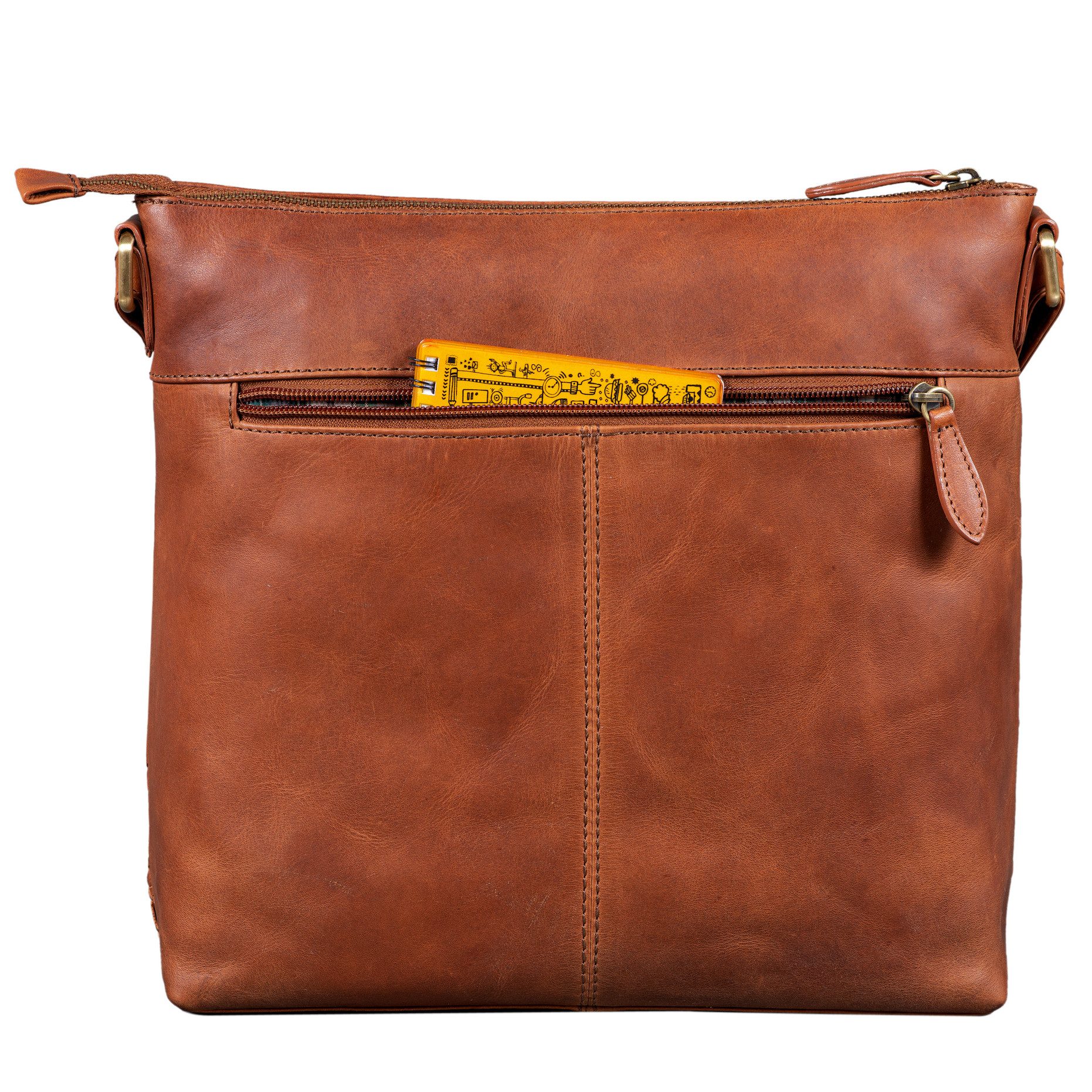 Benthill Umhängetasche Damen Echt Leder Schultertasche Frauen Handtasche Vintage Shopper Bag, Schultergurt / Umhängegurt Reißverschlussfach – Bild 5 von 5