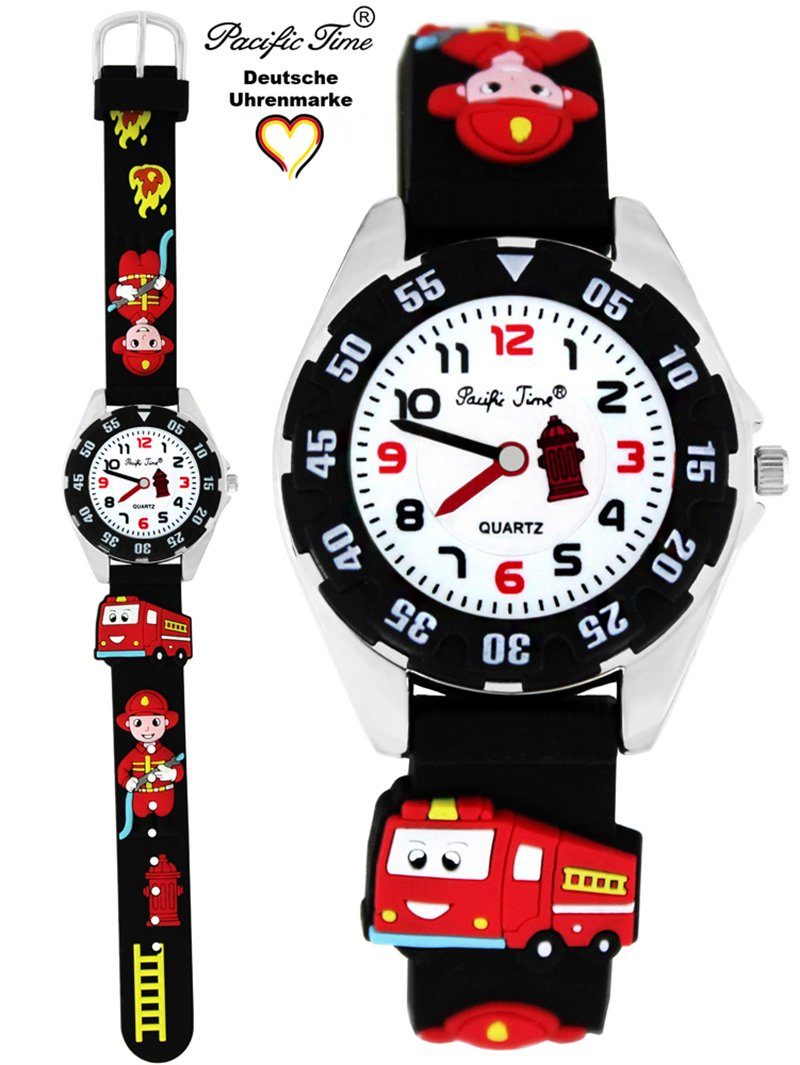 Pacific Time Quarzuhr Kinder Armbanduhr Feuerwehr Silikonarmband, Gratis Versand