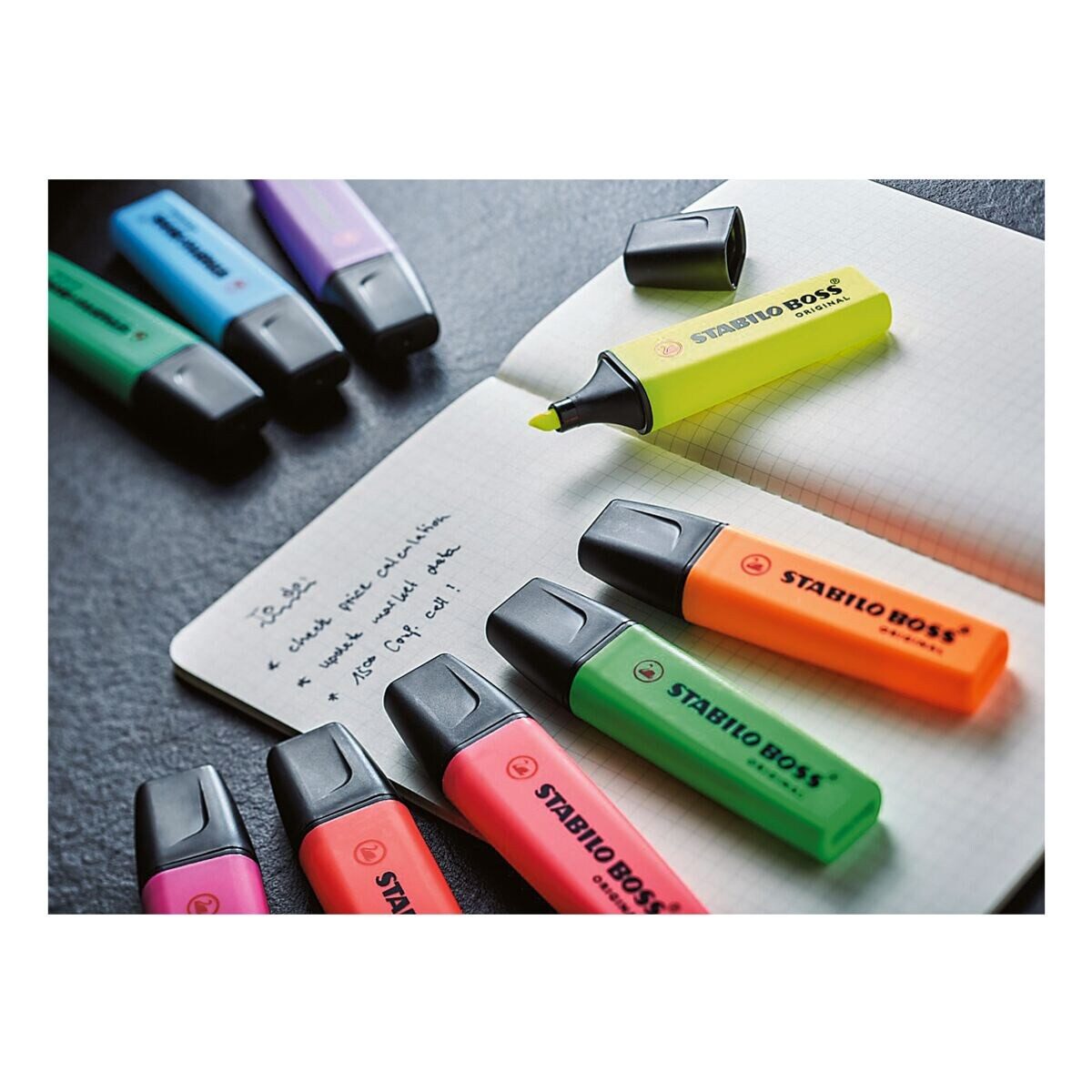 STABILO Marker BOSS® Original, (6-tlg), Textmarker im runden Tischset