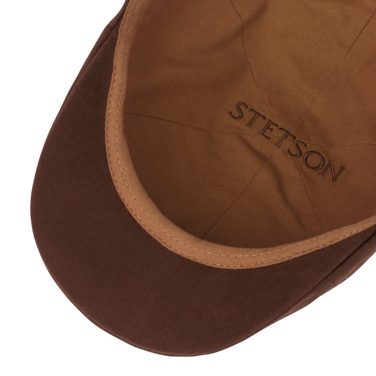 Stetson Flat Cap Schirm braun Schirmmütze mit (1-St)