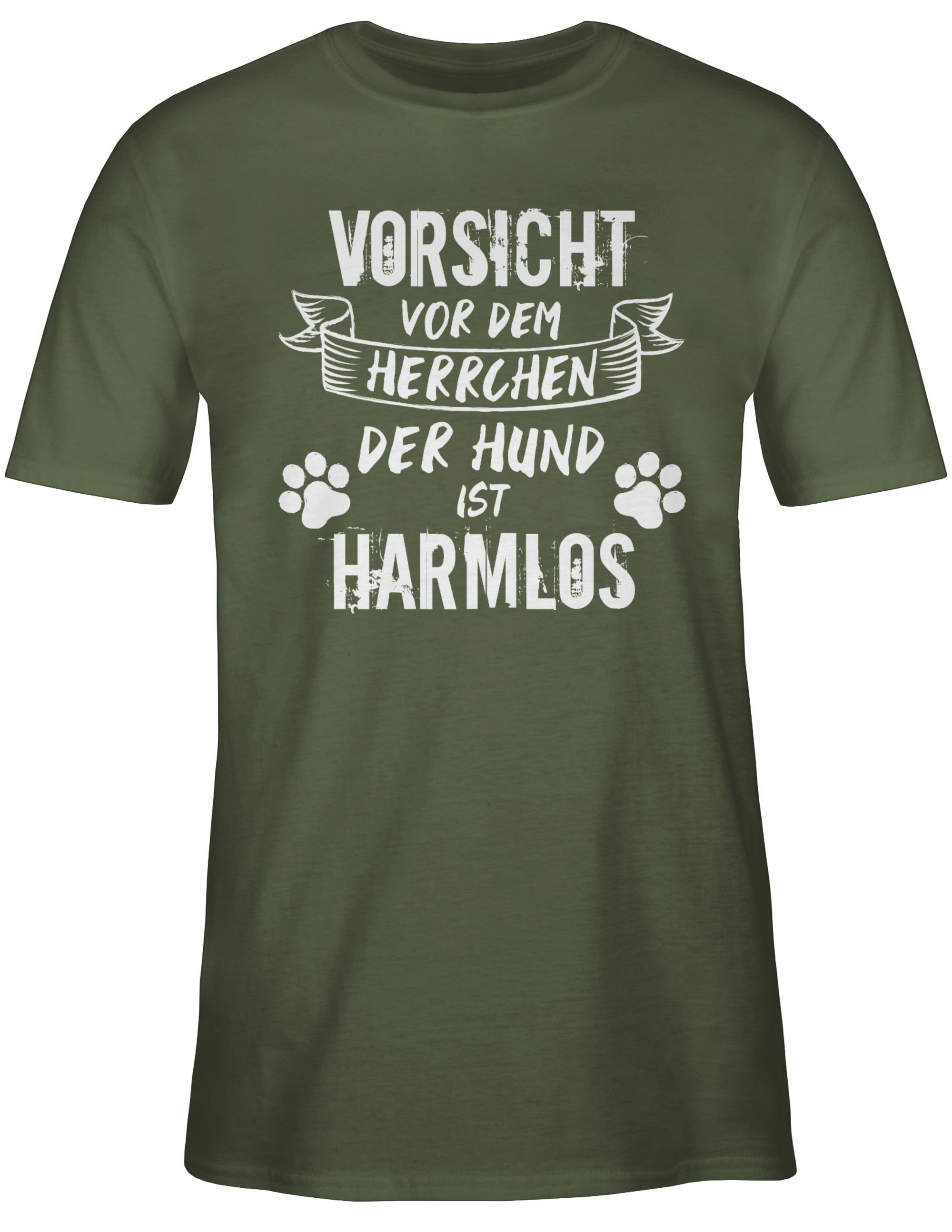 Herrchen Hundebesitzer Army - 03 Geschenk der Shirtracer vor T-Shirt für - Hund Grün Grunge/Vintage ist dem Vorsicht Weiß harmlos
