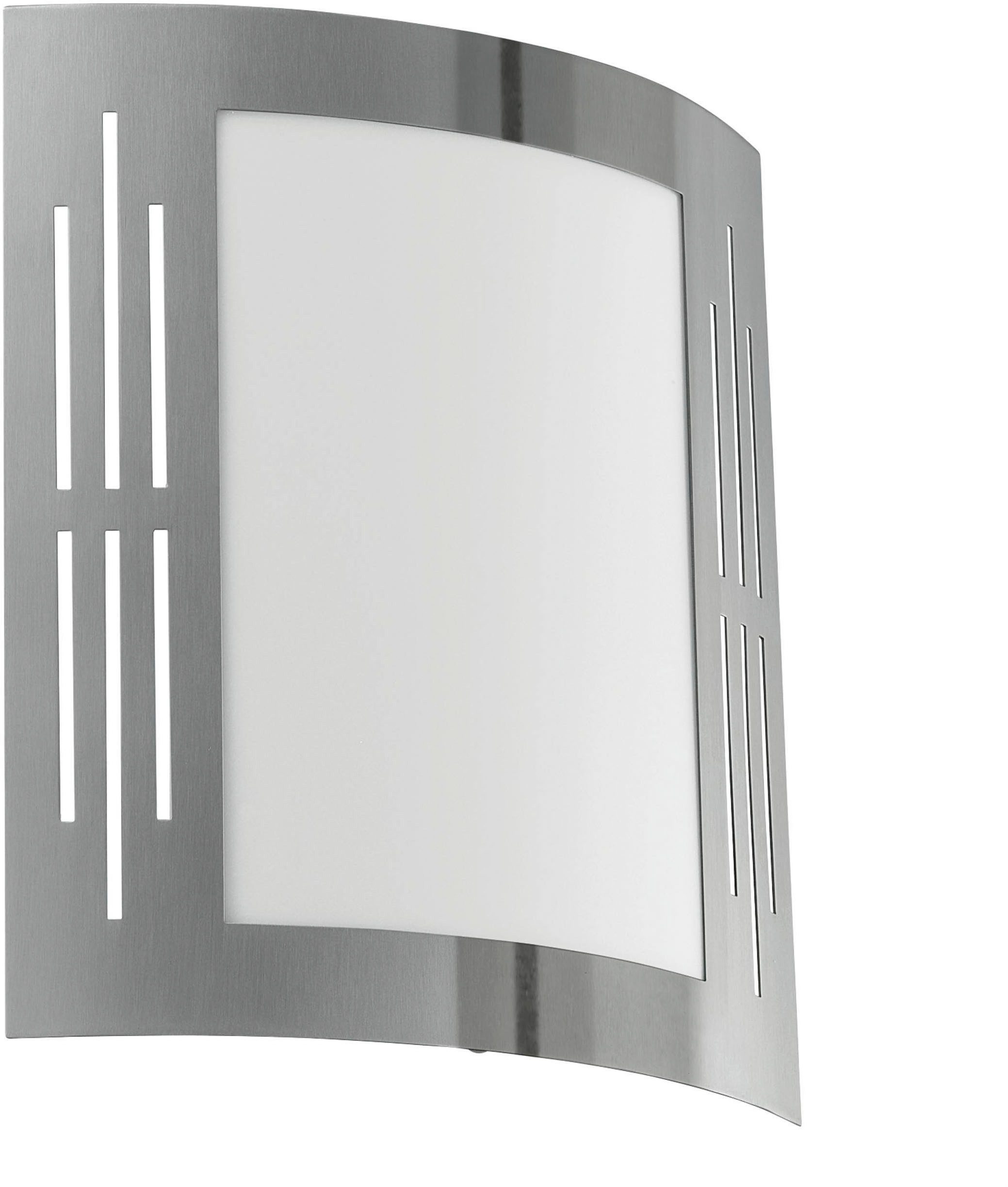 EGLO Wandleuchte City Wandlampe, Außenbeleuchtung, Außenlampe, silber, weiß, E27, IP44, ohne Leuchtmittel, Wand-/Deckenleuchte - L23,5 x H26 x AL9 cm - edelstahl - 1X60W exkl.