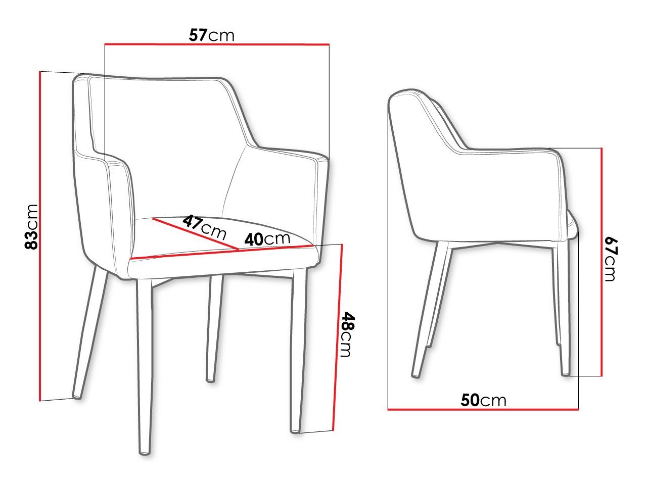 Stuhl Metall, 57x50x83 Stück), MIRJAN24 Rene (1 2216 cm aus Beine Magic Velvet