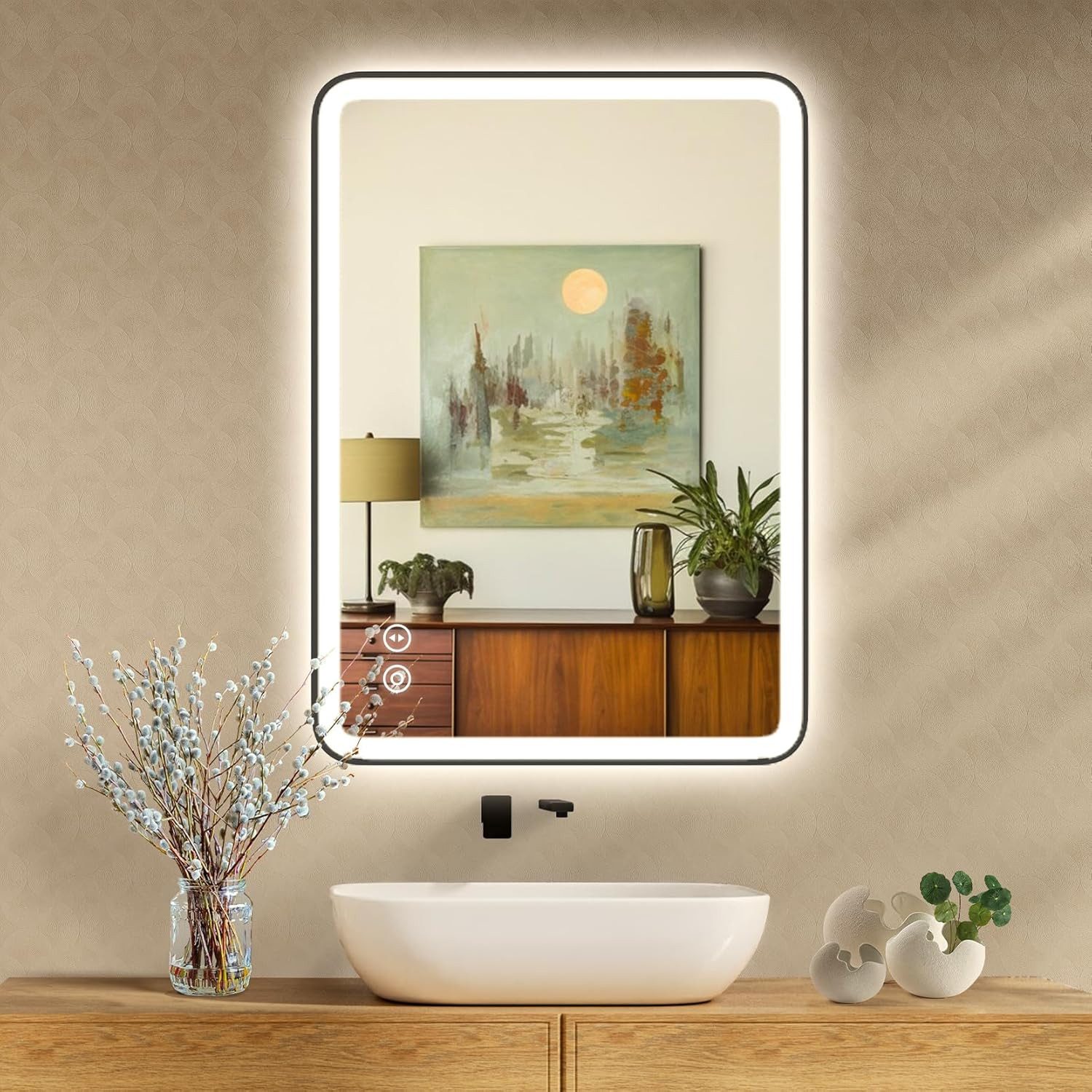YOLEO Badspiegel LED Beleuchtung Badezimmerspiegel 3 günstig online kaufen