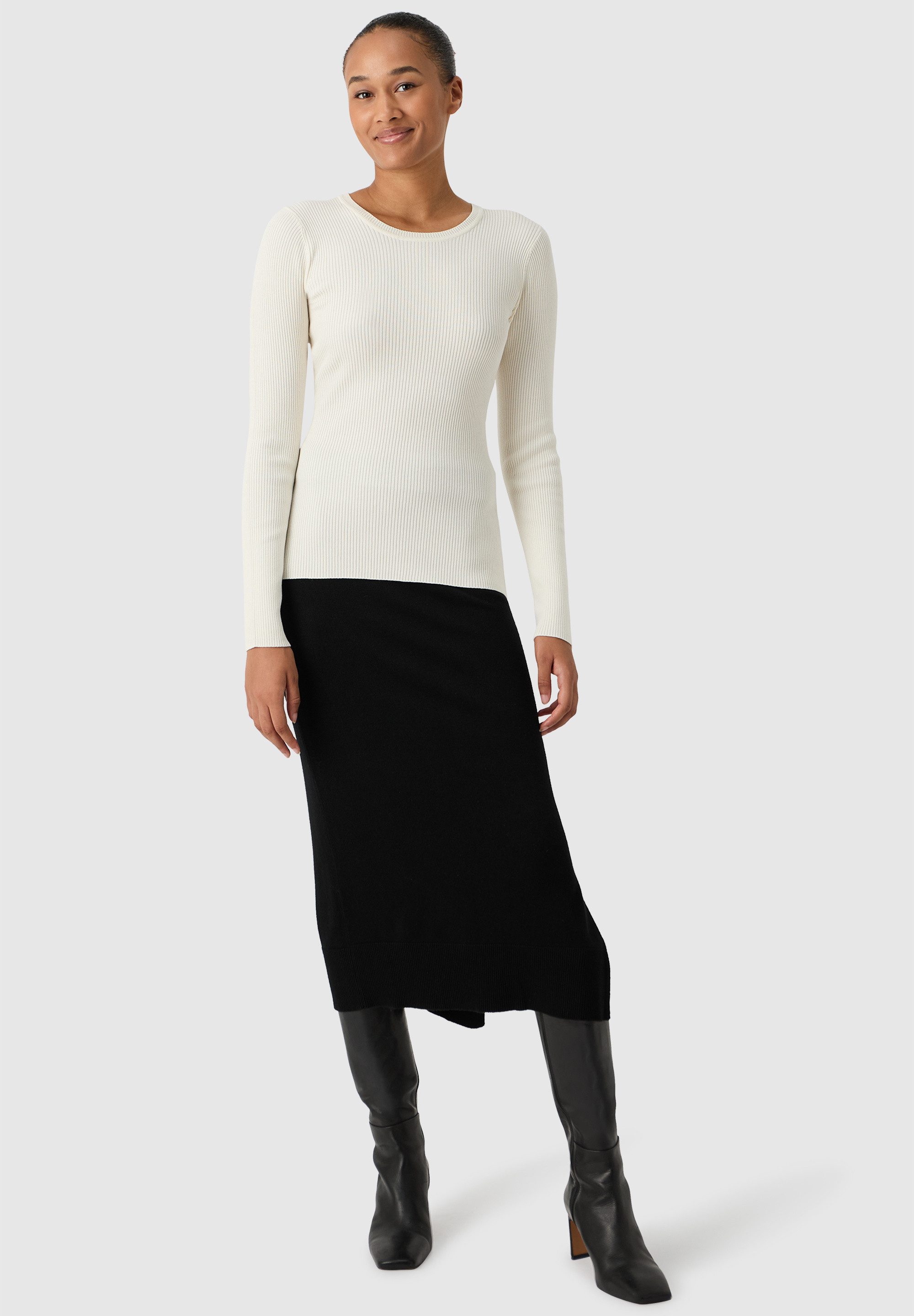Les Lunes Langarmshirt Evii Rundhals, normale Länge, schlanke Passform, mittelschwerer Strick