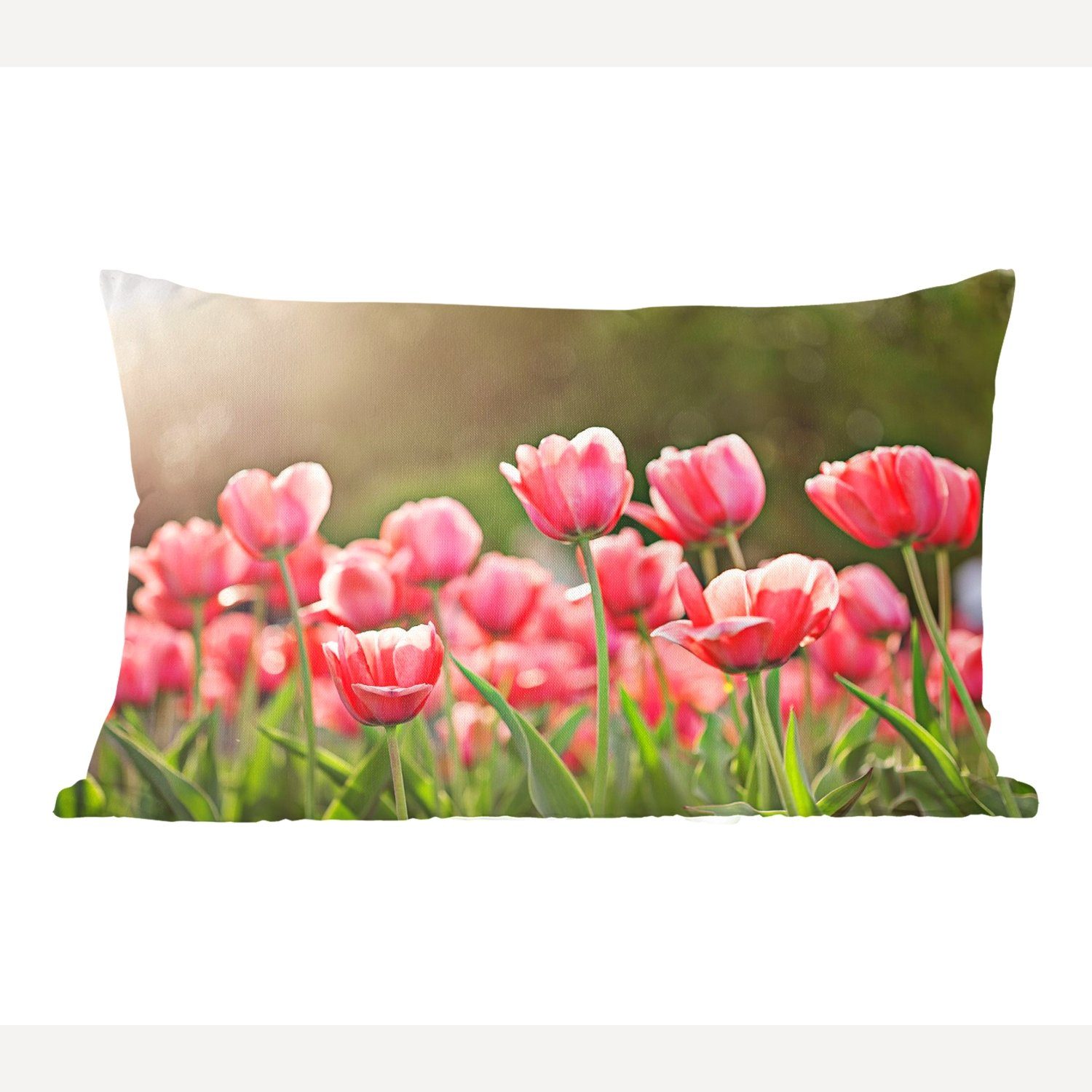 MuchoWow Dekokissen Tulpen - Sonne - Frühling, Wohzimmer Dekoration, Zierkissen, Dekokissen mit Füllung, Schlafzimmer