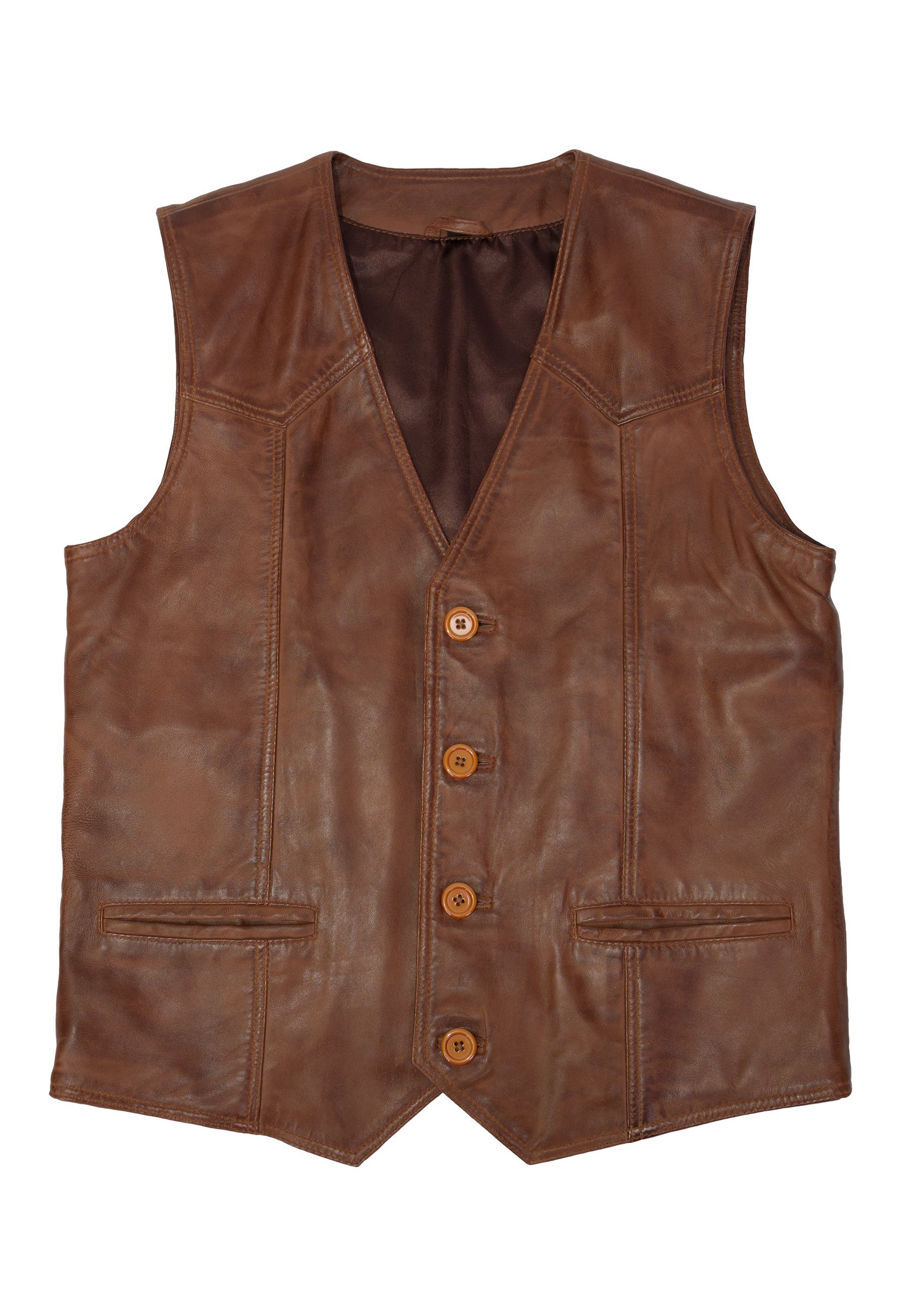 Lolus Lederweste Ludwig mokka Herren Lederweste mit Knopfverschluss aus wei günstig online kaufen