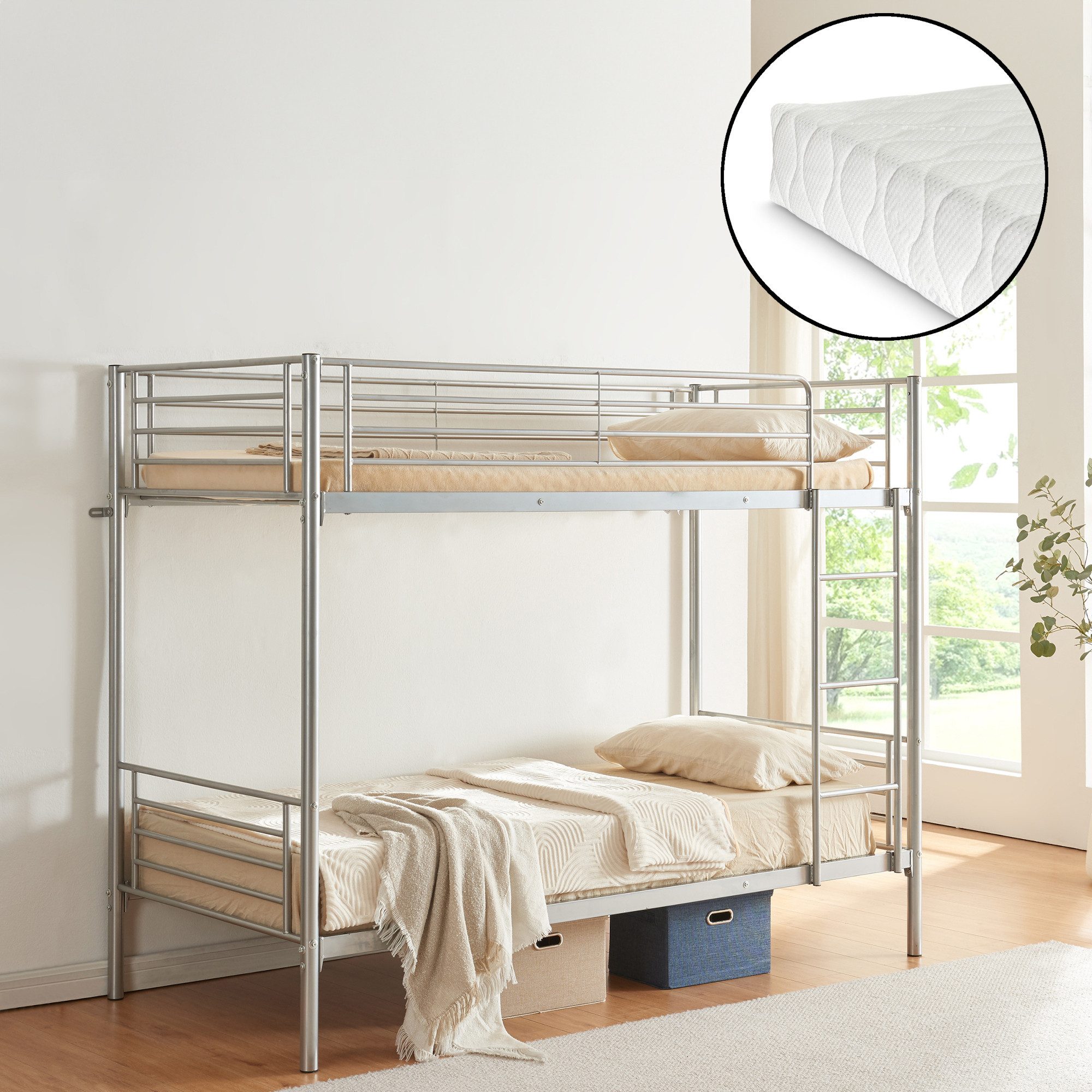 en.casa Etagenbett, »Soppsar« mit 2 Matratzen günstig online kaufen
