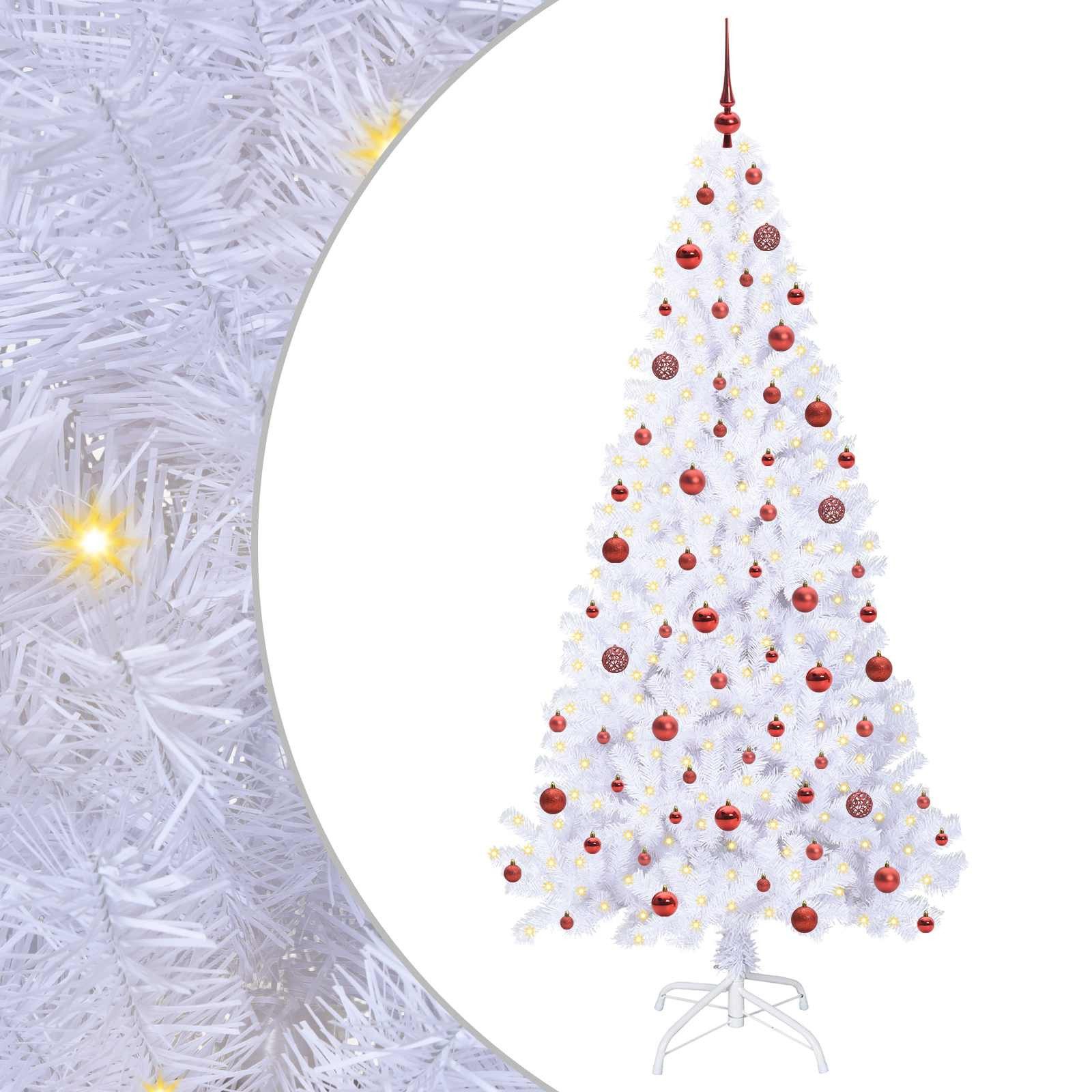 vidaXL Künstlicher Weihnachtsbaum Künstlicher Weihnachtsbaum Weiß 210 cm PVC und Stahl