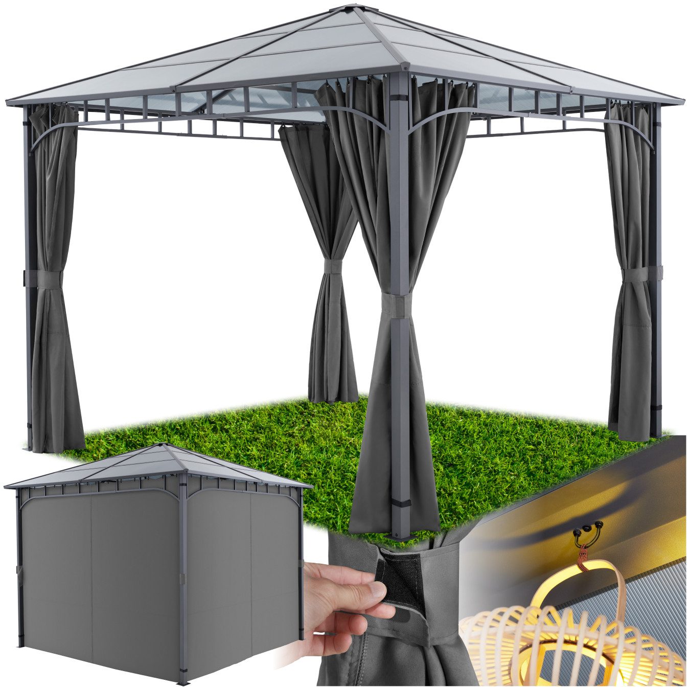 tectake Pavillon Gartenpavillon, mit 4 Seitenteilen, günstig online kaufen