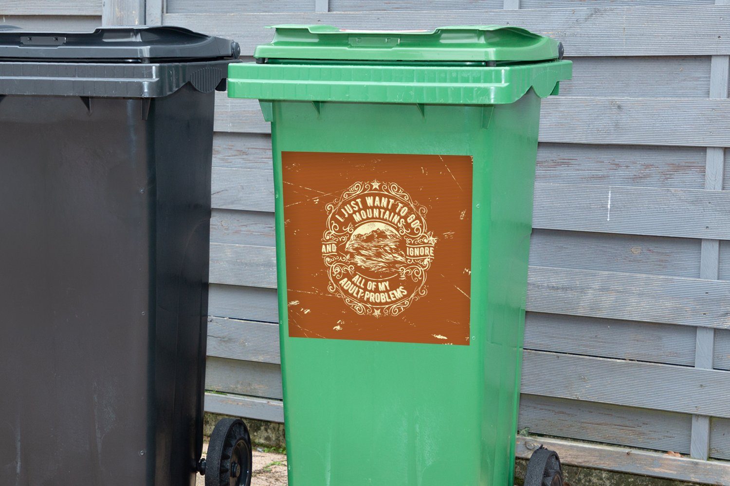 Berg Wandsticker Text - (1 MuchoWow Container, Mülleimer-aufkleber, Jahrgang Mülltonne, Abfalbehälter - Sticker, St),