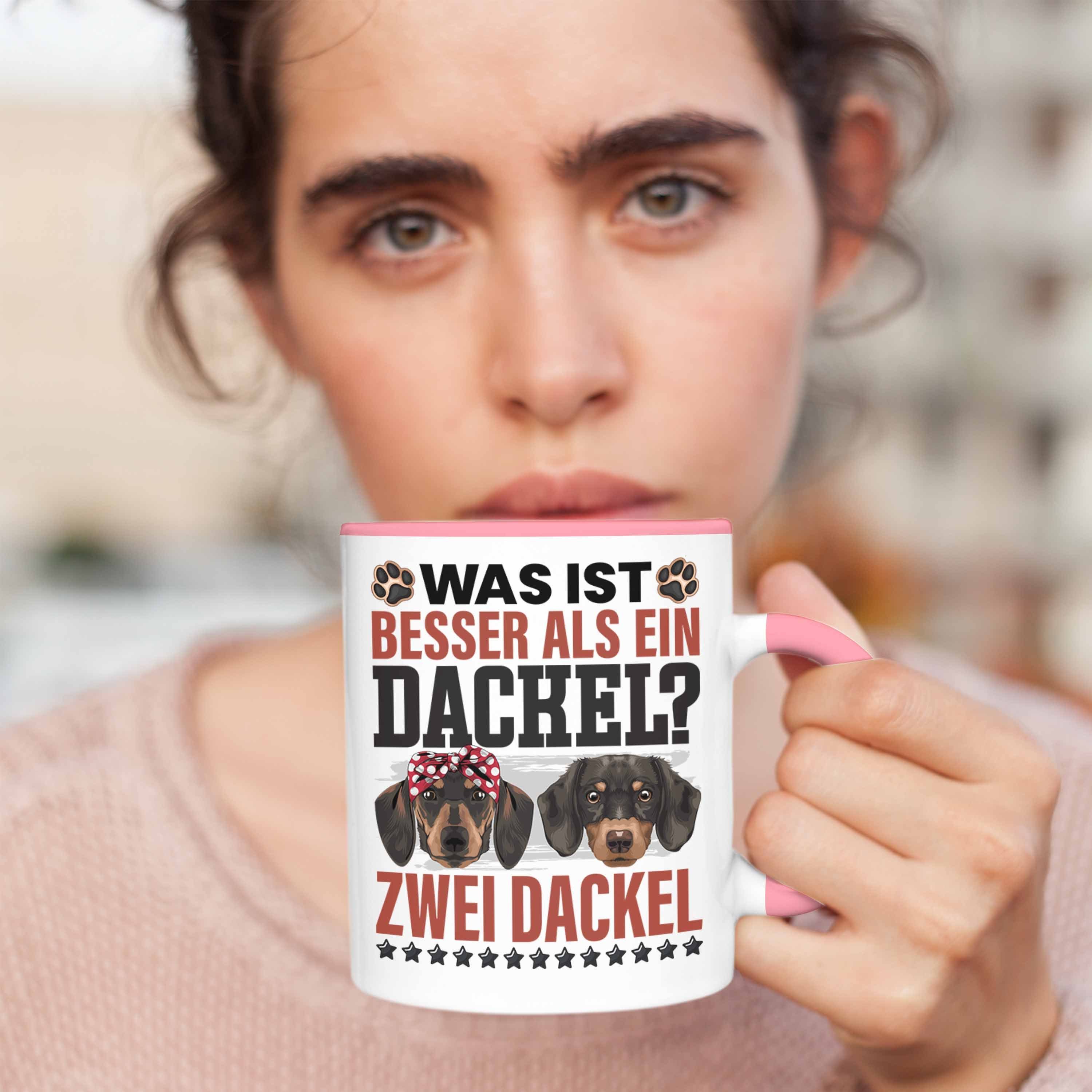 Frauchen Dackel-Besiterin Tasse Mom Tasse Dackel Grafik Trendation Geschenk für Rosa Geschen