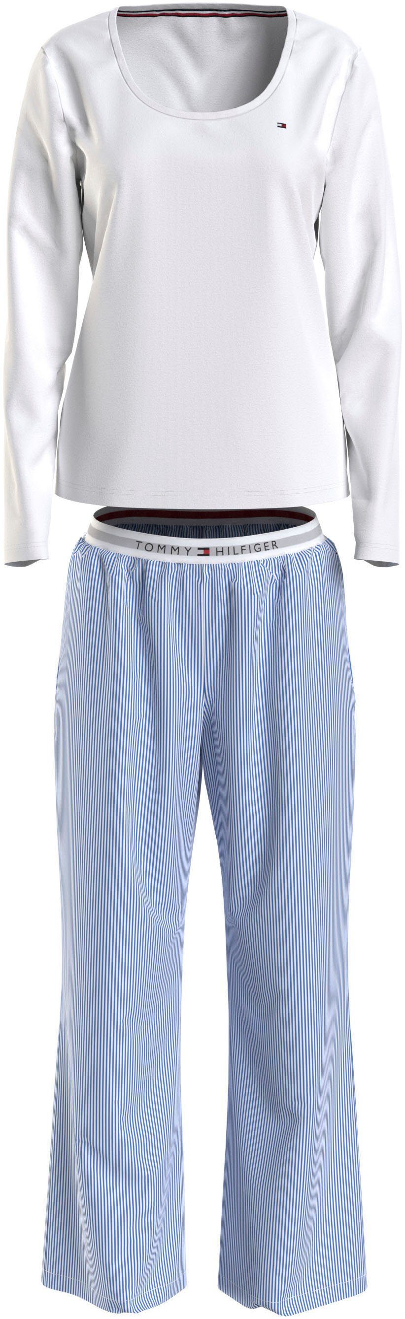 Tommy Hilfiger Underwear Pyjama TH LS PJ SET WOVEN (Set, 2 tlg) Shirt uni, Hose gestreift
