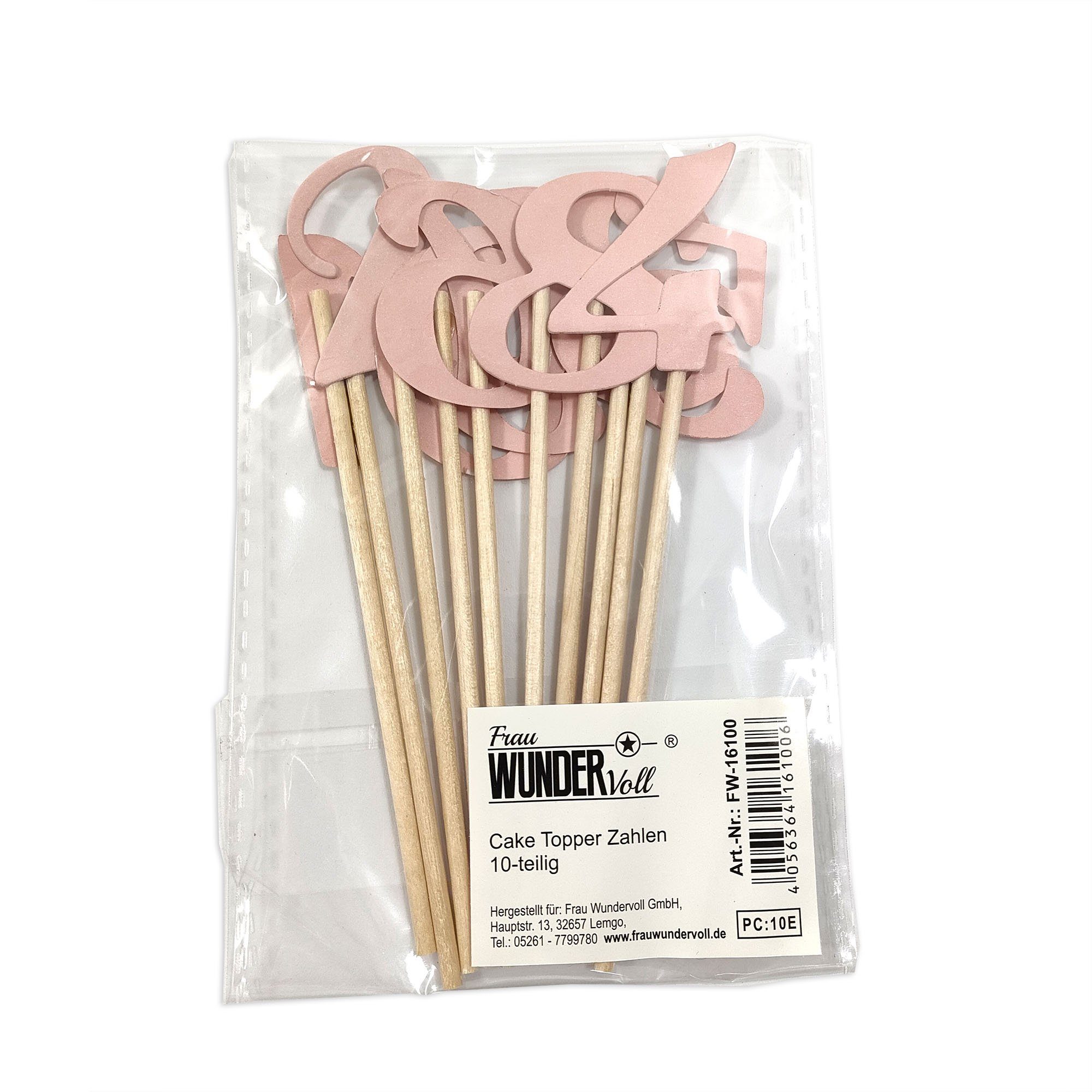 Frau WUNDERVoll Muffinform 10 Deko Topper Zahlen 0-9 rosa, (10-tlg)