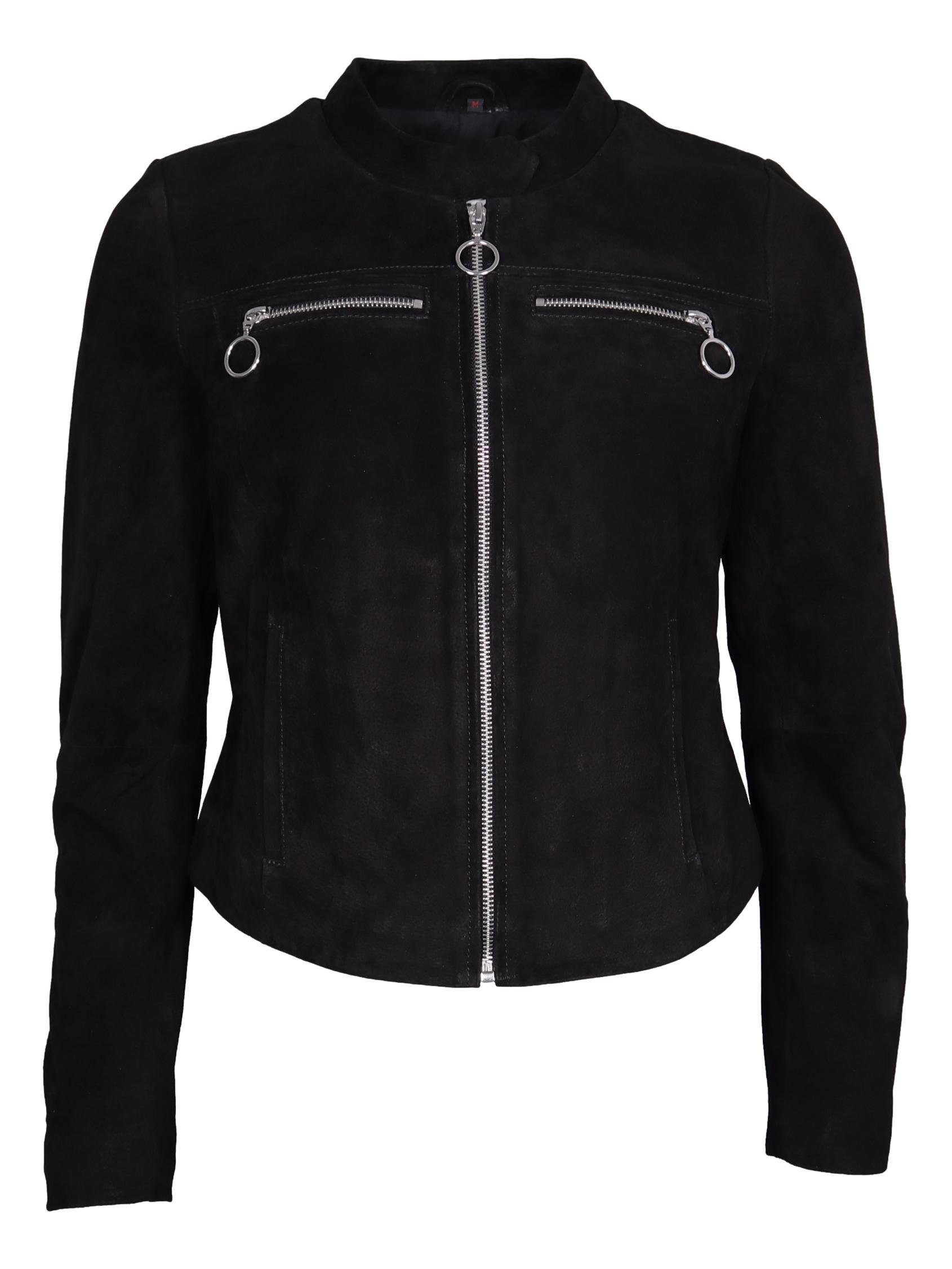 Freaky Nation Bikerjacke »Milia-FN« aus Velours-Leder • Zipper mit Ringen