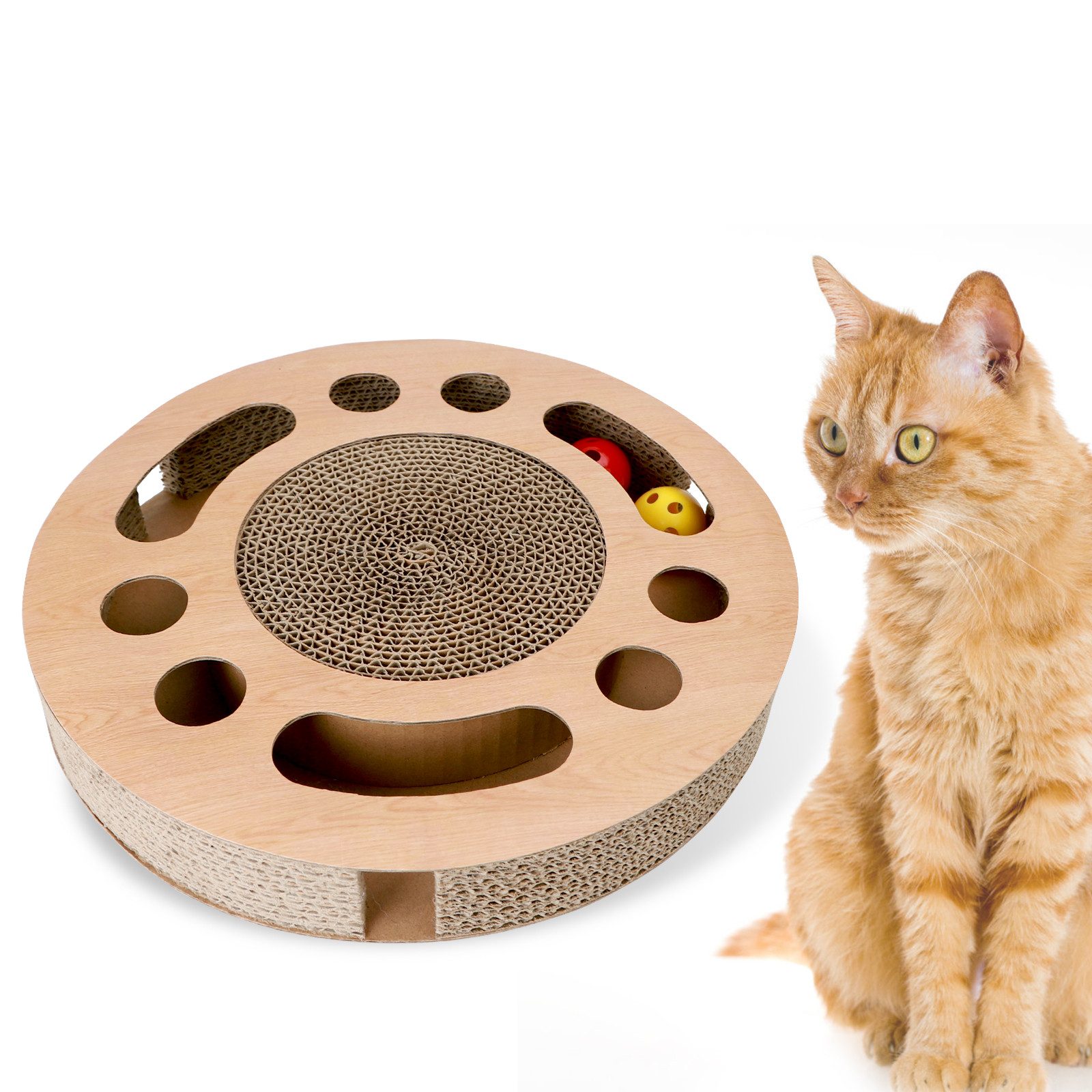 nobleza Kratzpappe Katzenspielzeug Interaktives mit 2 Klingelballs günstig online kaufen