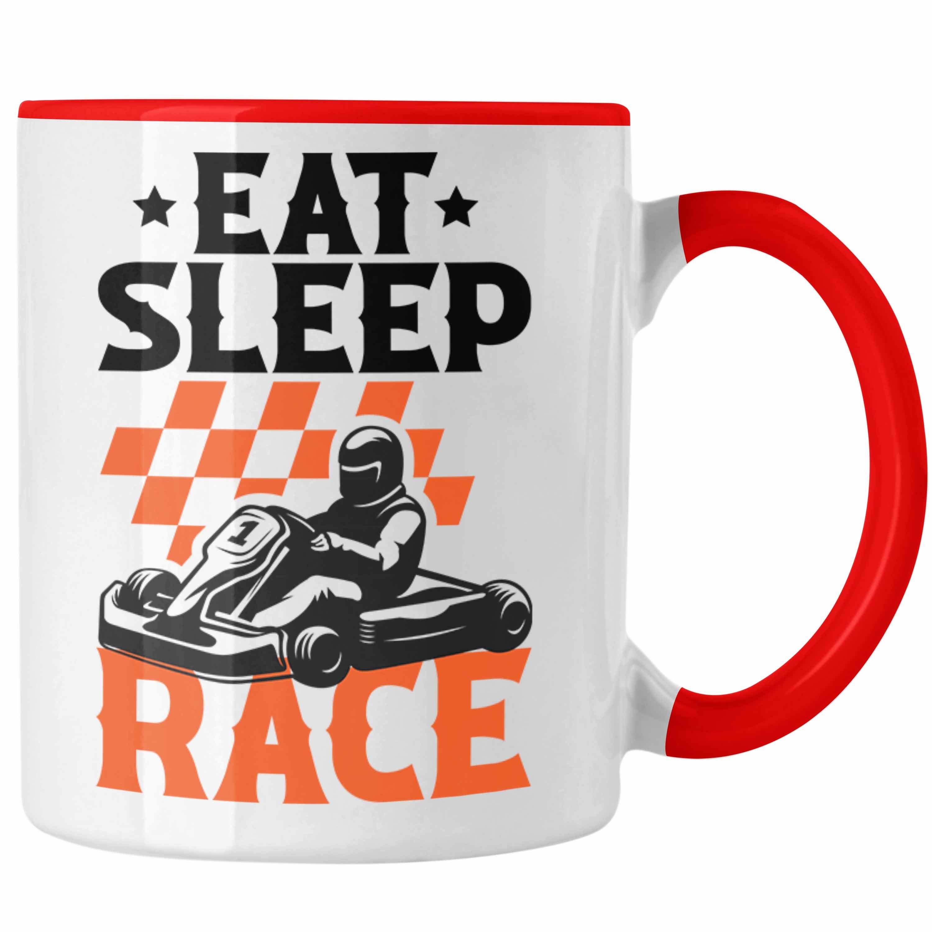 Trendation Tasse Trendation - Go Kart Fahrer Tasse Geschenk Eat Sleep Race Gokart Racing Rennfahrer Rot