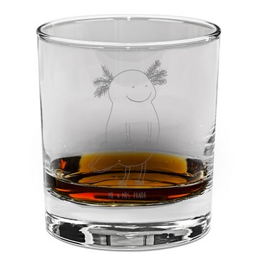 Mr. & Mrs. Panda Whiskyglas Axolotl Glücklich, Whiskey Glas mit Gravur, Whiskey Glas mit, Premium Glas, Dauerhafte Gravur