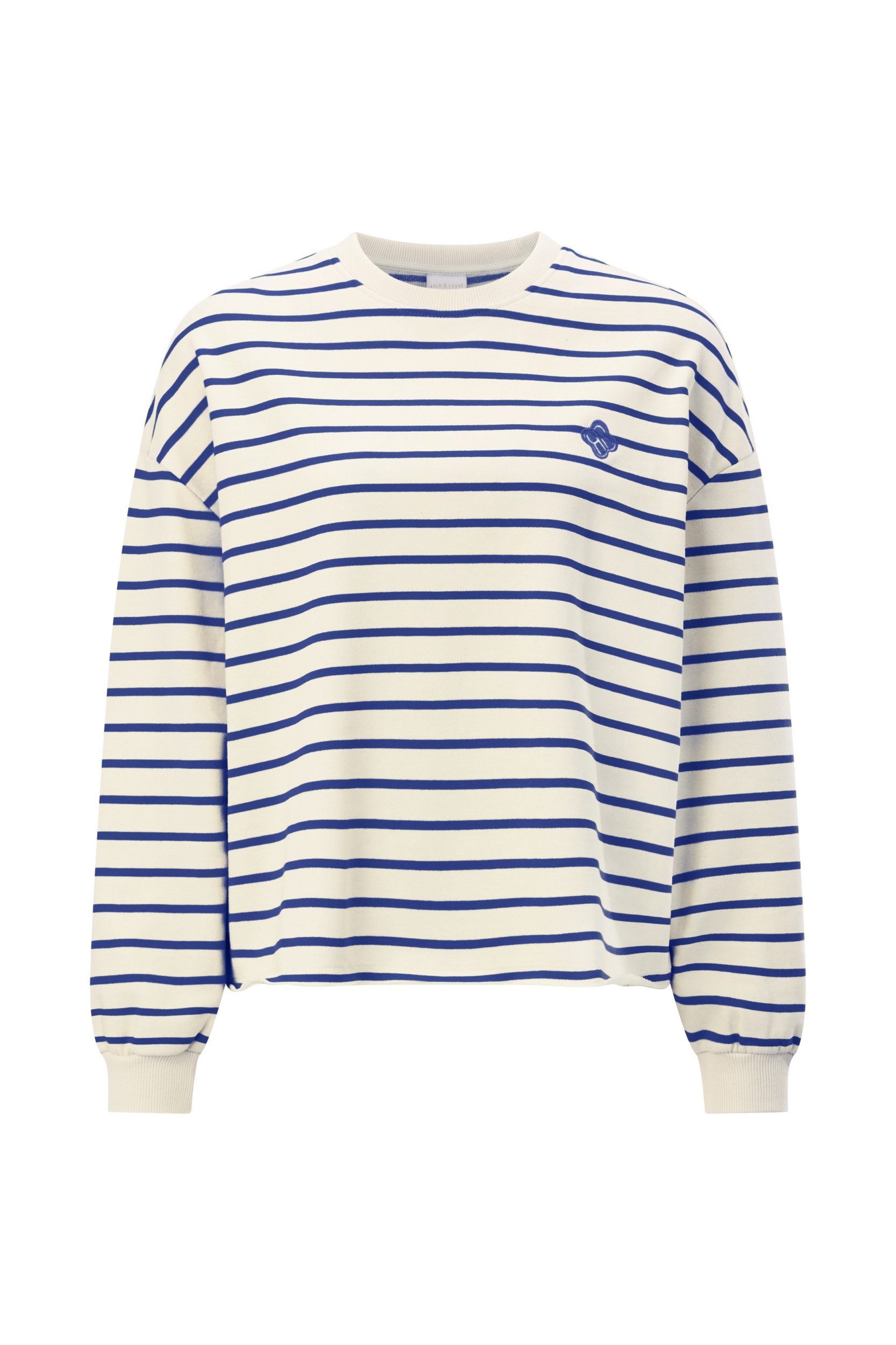 RICHROYAL Sweatshirt O Striped Sweatshirt, royal blue
