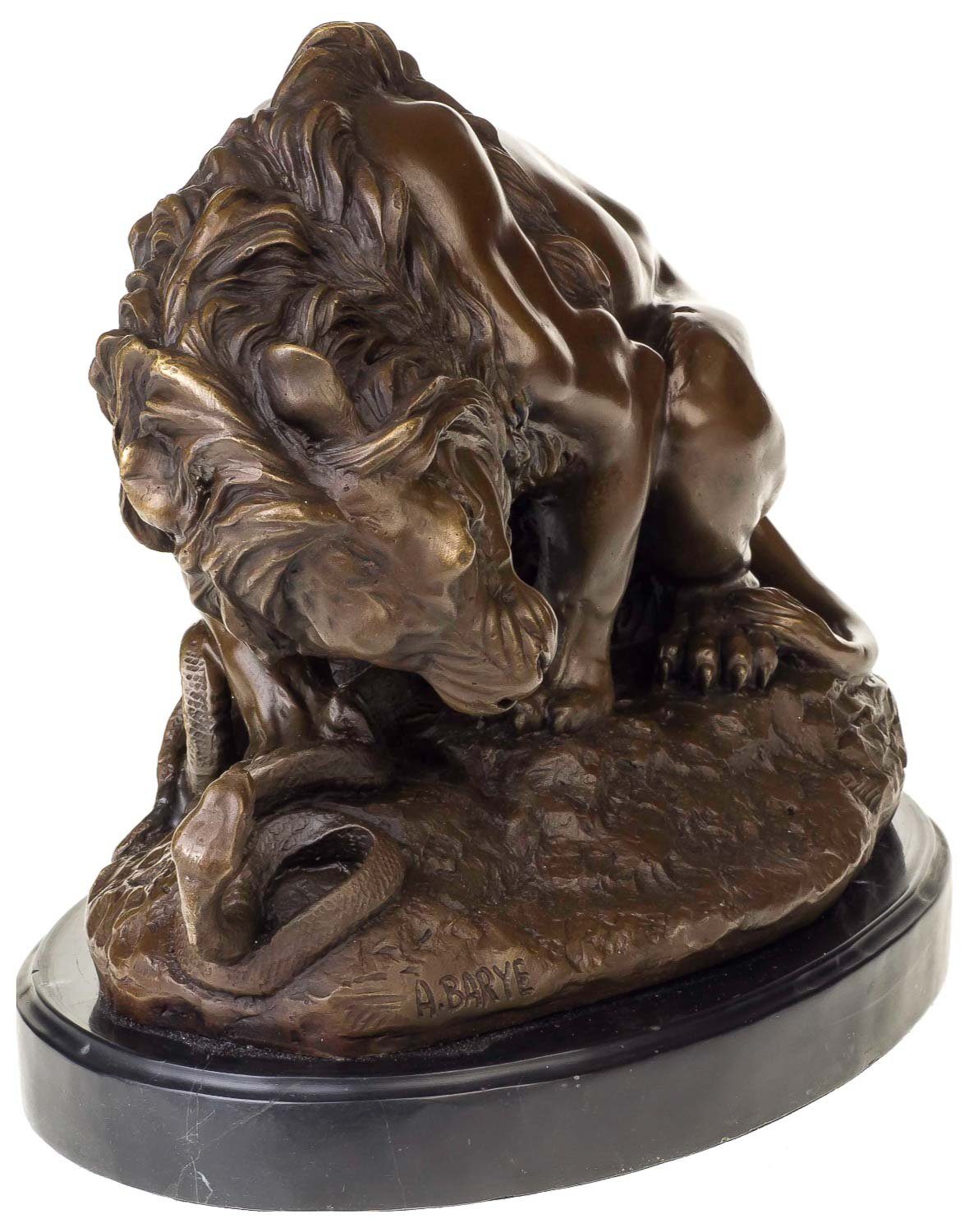 im Aubaho Skulptur Antik-S Löwe Schlange Statue nach Bronzeskulptur Barye Bronze Figur