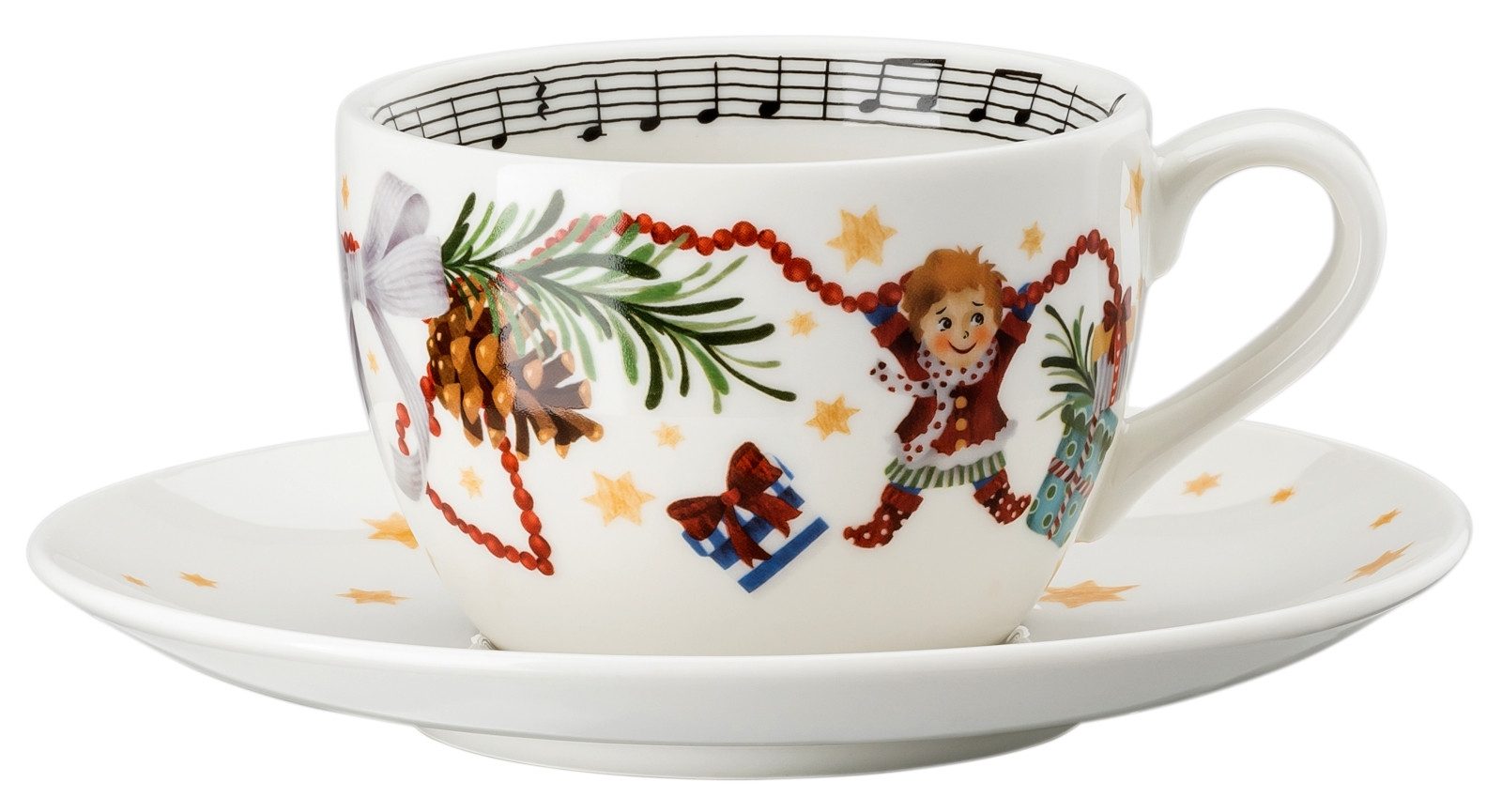 Hutschenreuther Cappuccinotasse Sammelserie 2021 Lasst uns froh Cappuccinota. 2tlg, Porzellan