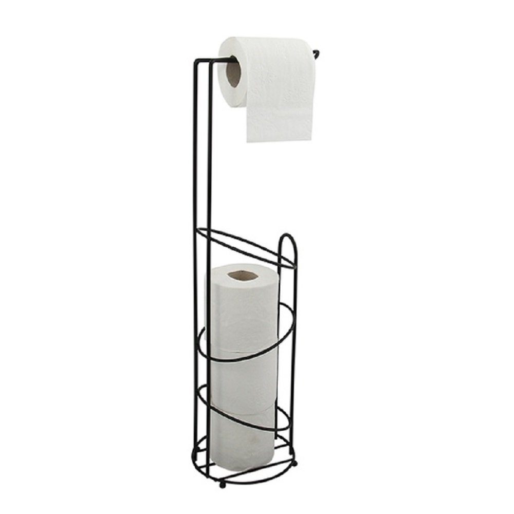 MSV Toiletten-Ersatzrollenhalter HOLLY, Stahl, kombinierter Toilettenpapierhalter und Ersatzrollenhalter - für bis zu 3 Ersatzrollen, edle matt-Optik, schwarz