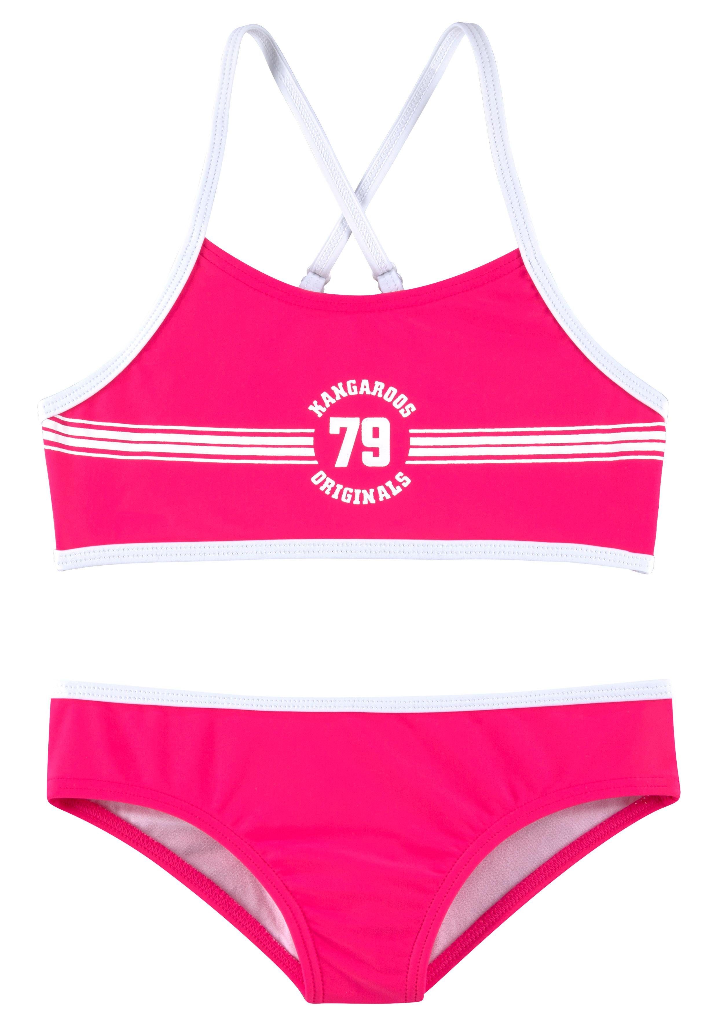 KangaROOS Bustier-Bikini Sporty mit sportlichem Frontdruck pink